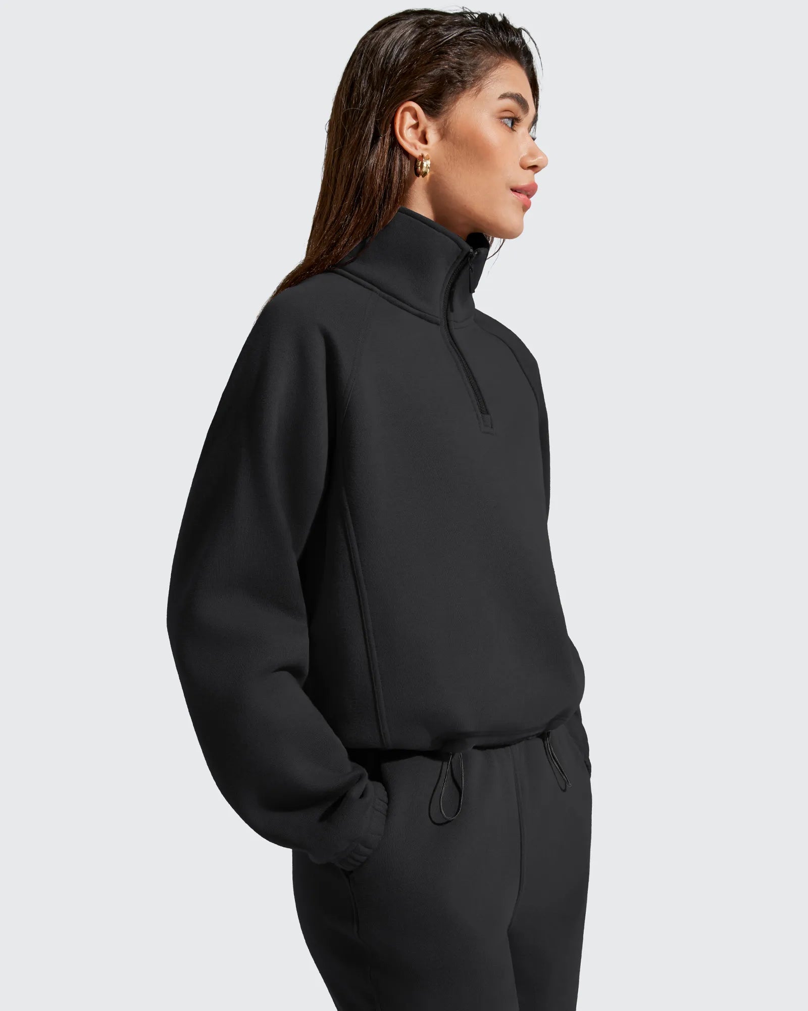 G4Free - Flurrylux Mock Neck Cropped Pullover Fleece Lined Sweatshirts -GF25F741AA-S