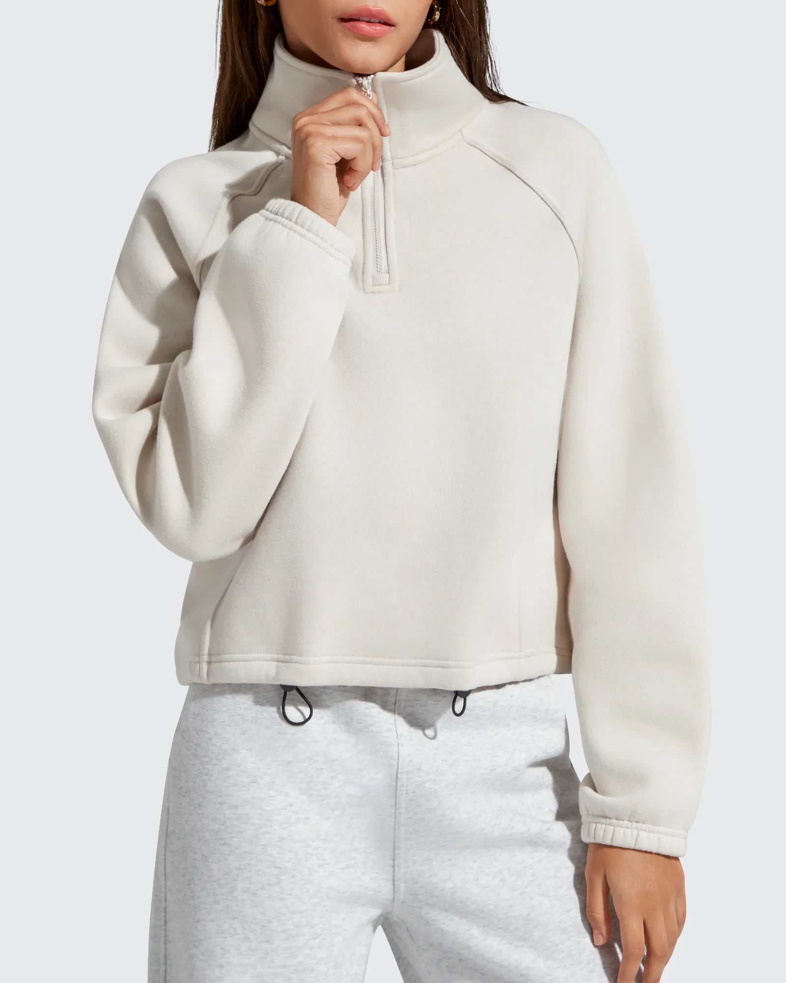 G4Free - Flurrylux Mock Neck Cropped Pullover Fleece Lined Sweatshirts -GF25F741AA-S