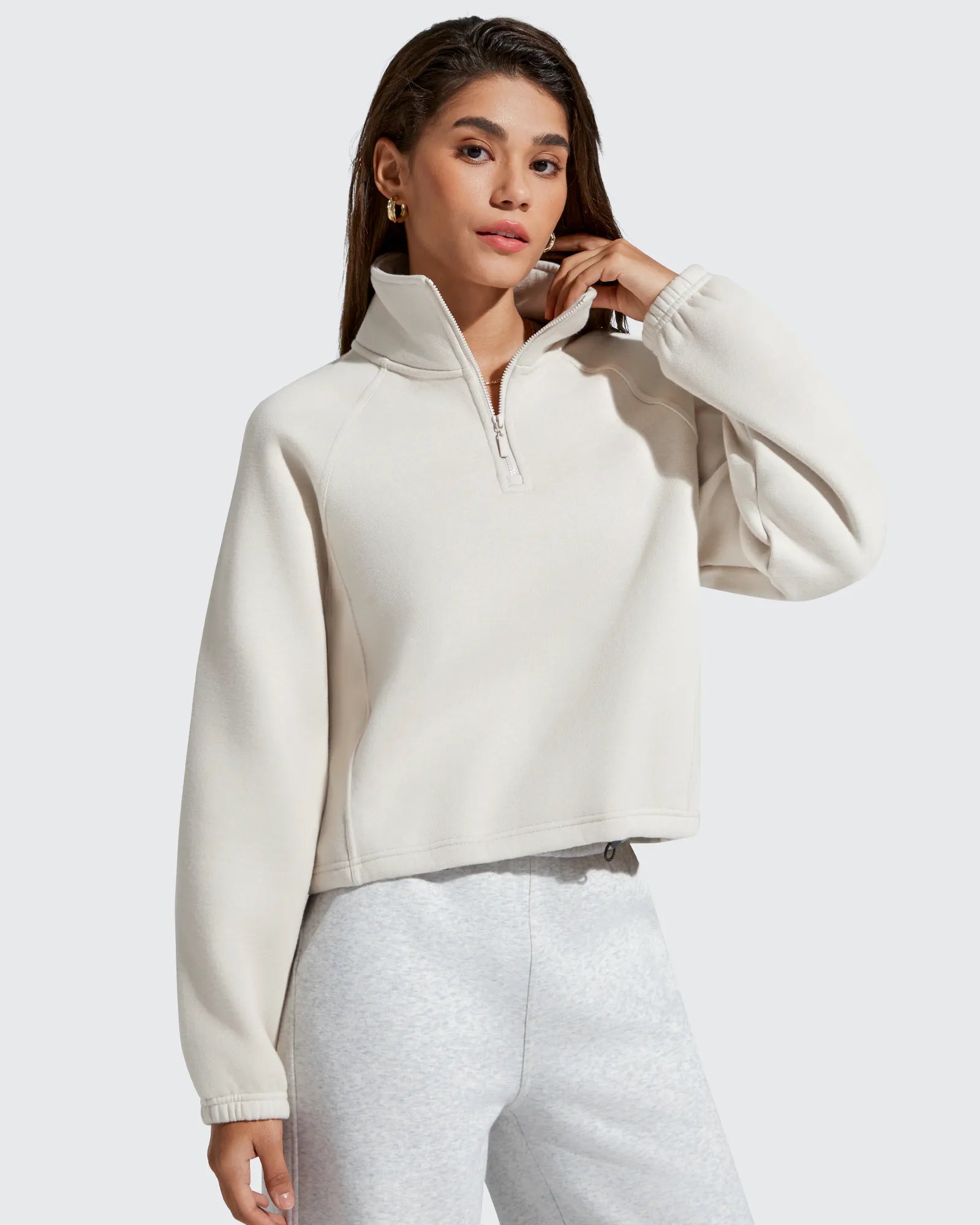 G4Free - Flurrylux Mock Neck Cropped Pullover Fleece Lined Sweatshirts -GF25F741AA-S