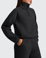 G4Free - Flurrylux Mock Neck Cropped Pullover Fleece Lined Sweatshirts -GF25F741AA-S