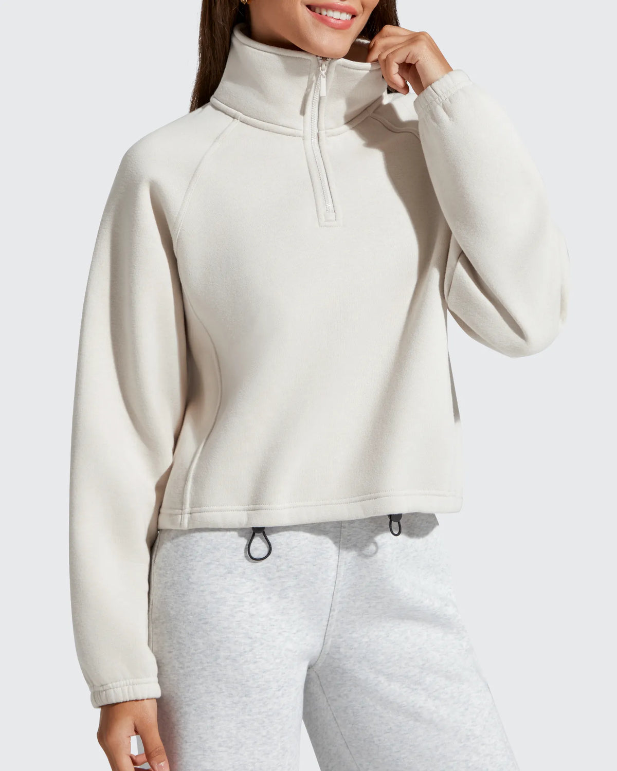 G4Free - Flurrylux Mock Neck Cropped Pullover Fleece Lined Sweatshirts -GF25F741AA-S