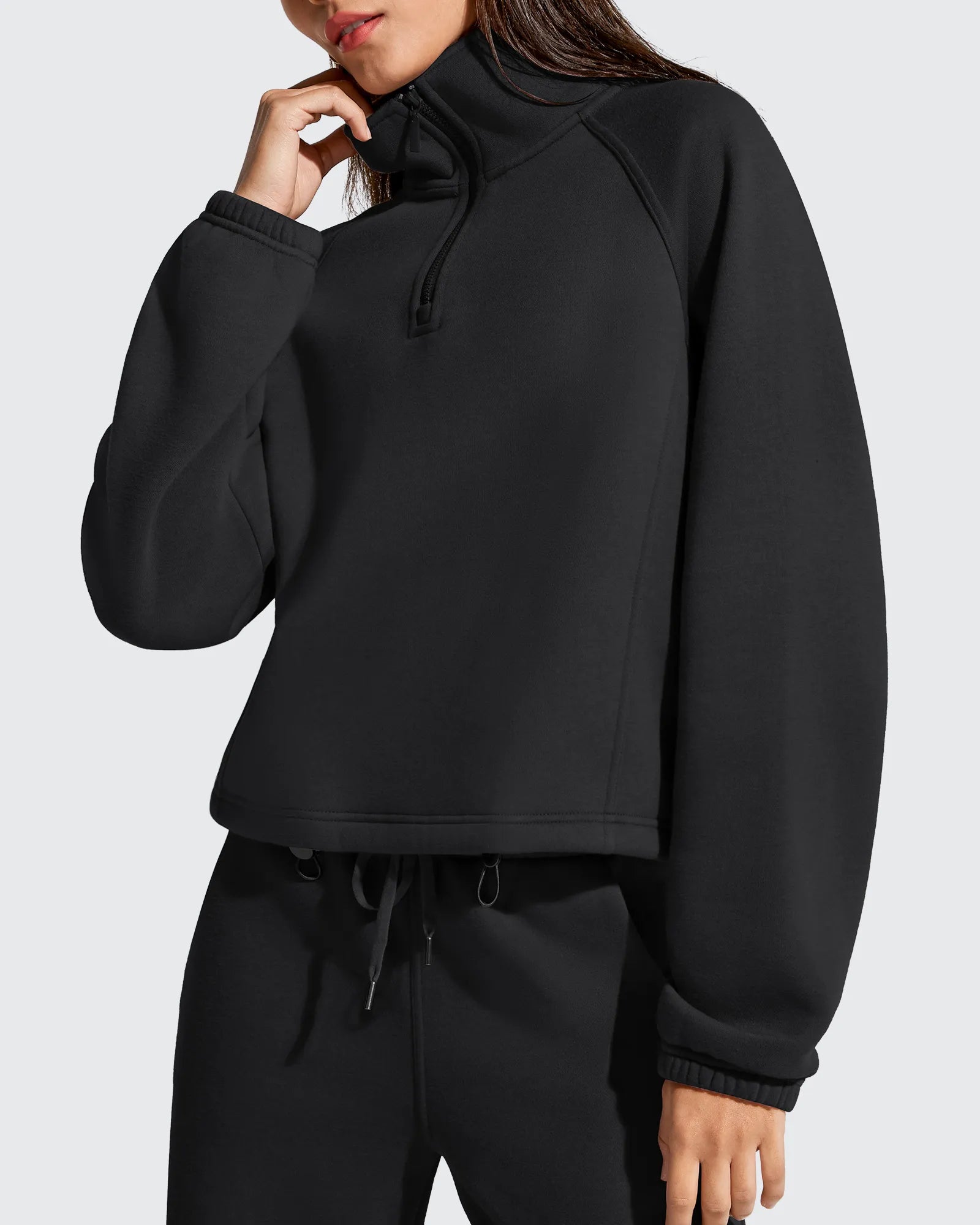 G4Free - Flurrylux Mock Neck Cropped Pullover Fleece Lined Sweatshirts -GF25F741AA-S
