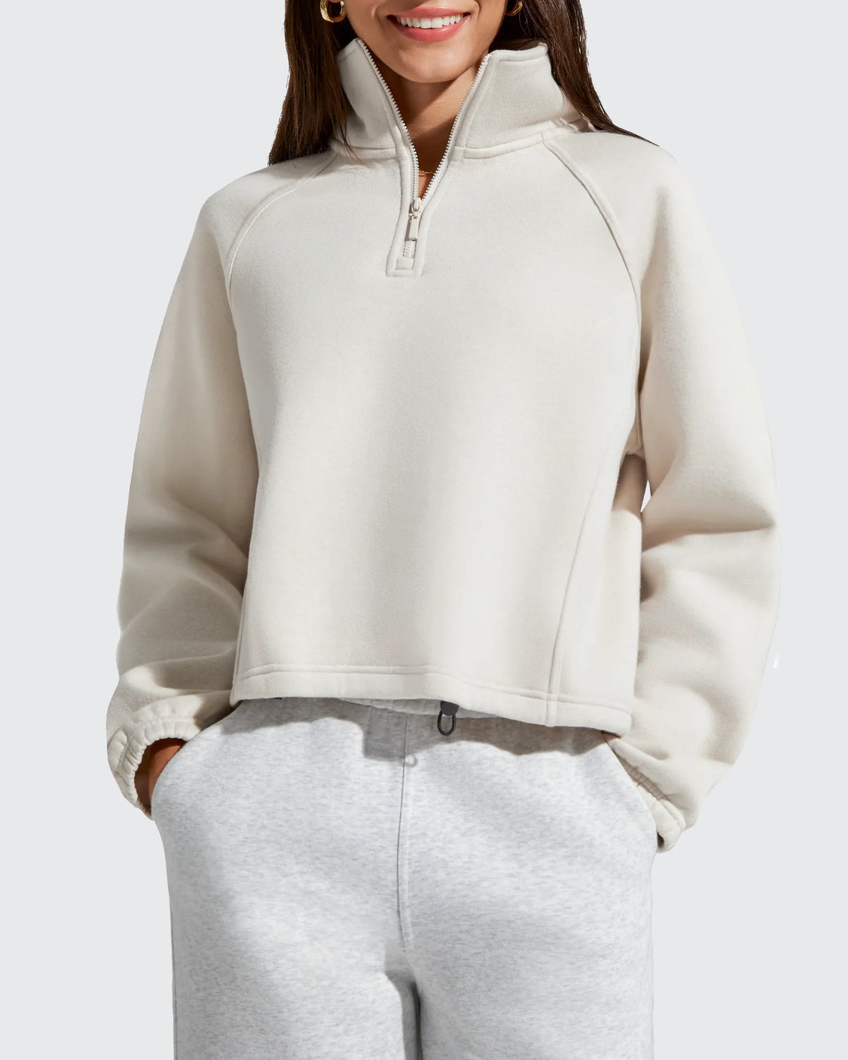 G4Free - Flurrylux Mock Neck Cropped Pullover Fleece Lined Sweatshirts -GF25F741AA-S