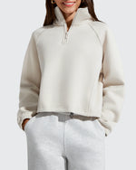 G4Free - Flurrylux Mock Neck Cropped Pullover Fleece Lined Sweatshirts -GF25F741AA-S