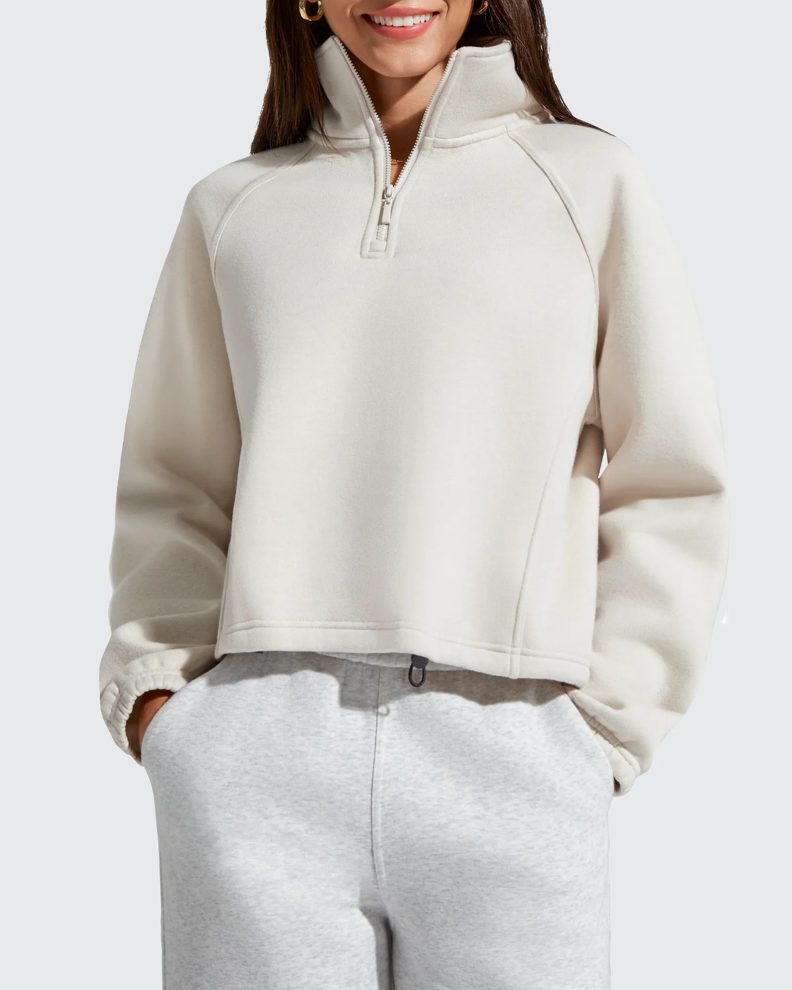 G4Free - Flurrylux Mock Neck Cropped Pullover Fleece Lined Sweatshirts -GF25F741AA-S