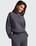 G4Free - Flurrylux Mock Neck Cropped Pullover Fleece Lined Sweatshirts -GF25F741AA-S
