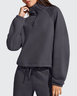 G4Free - Flurrylux Mock Neck Cropped Pullover Fleece Lined Sweatshirts -GF25F741AA-S