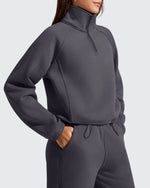 G4Free - Flurrylux Mock Neck Cropped Pullover Fleece Lined Sweatshirts -GF25F741AA-S