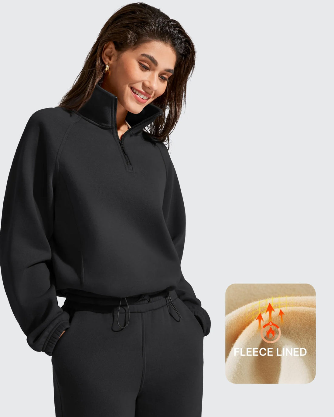 G4Free - Flurrylux Mock Neck Cropped Pullover Fleece Lined Sweatshirts -GF25F741AA-S