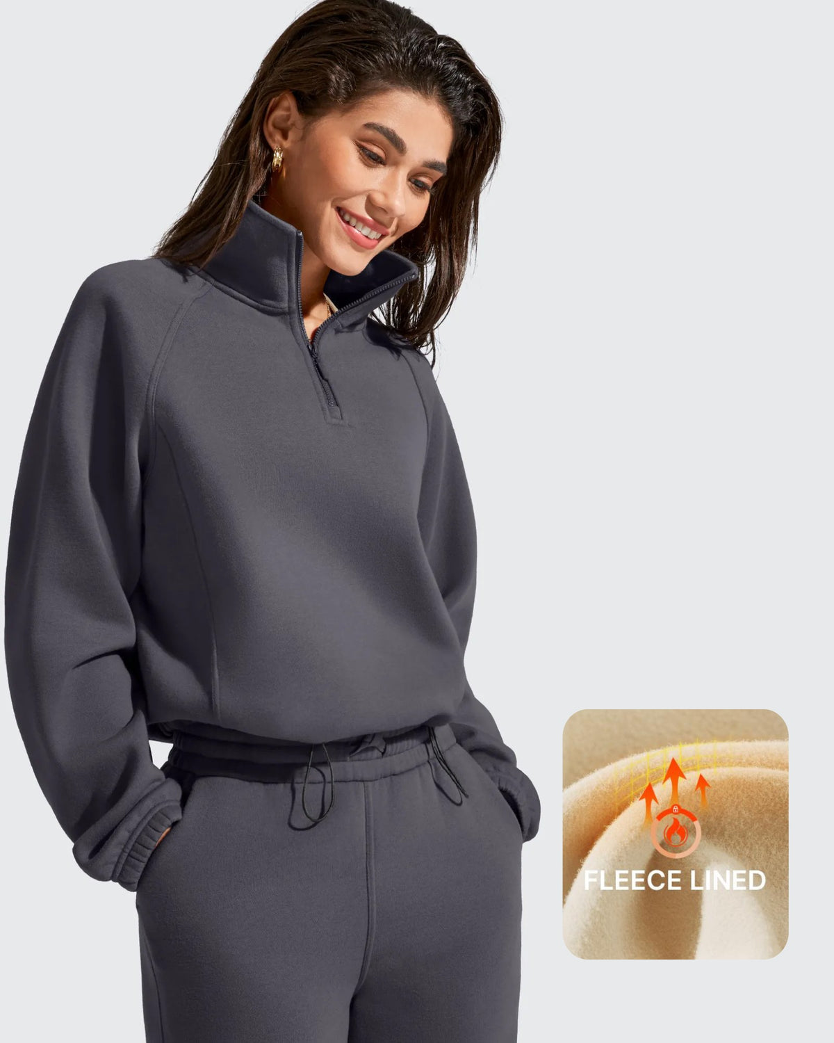 G4Free - Flurrylux Mock Neck Cropped Pullover Fleece Lined Sweatshirts -GF25F741BA-S