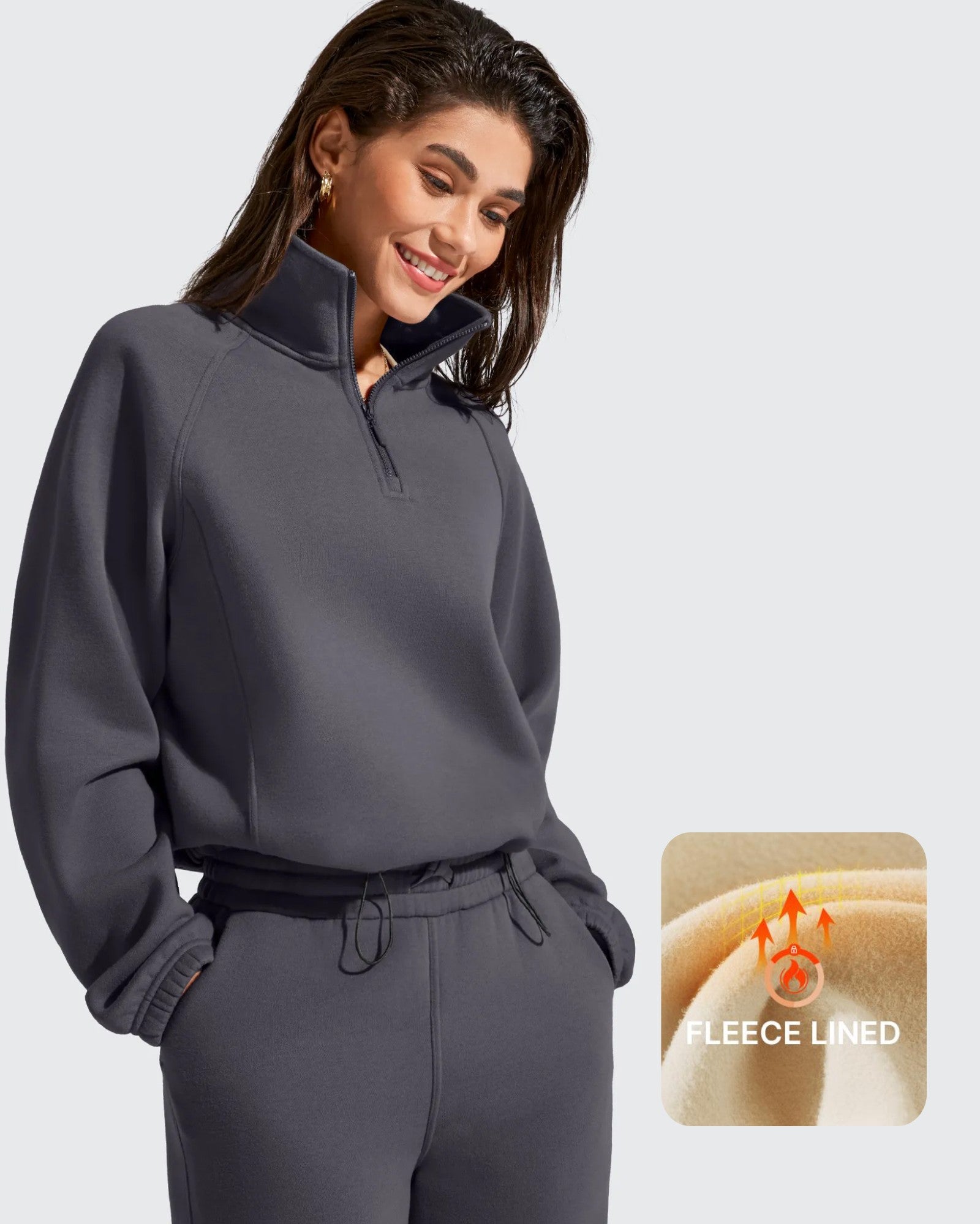 G4Free - Flurrylux Mock Neck Cropped Pullover Fleece Lined Sweatshirts -GF25F741BA-S