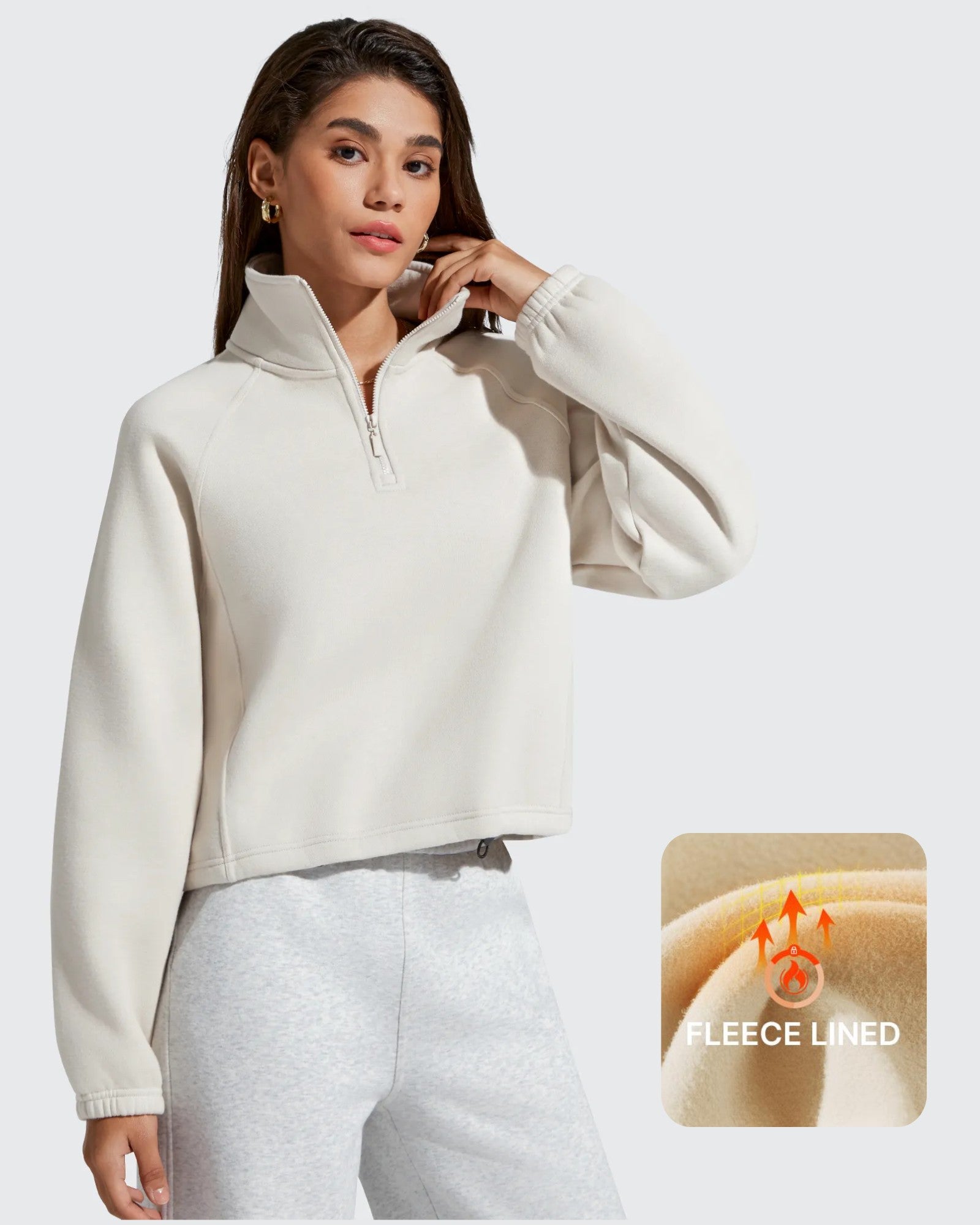 G4Free - Flurrylux Mock Neck Cropped Pullover Fleece Lined Sweatshirts -GF25F741CA-S