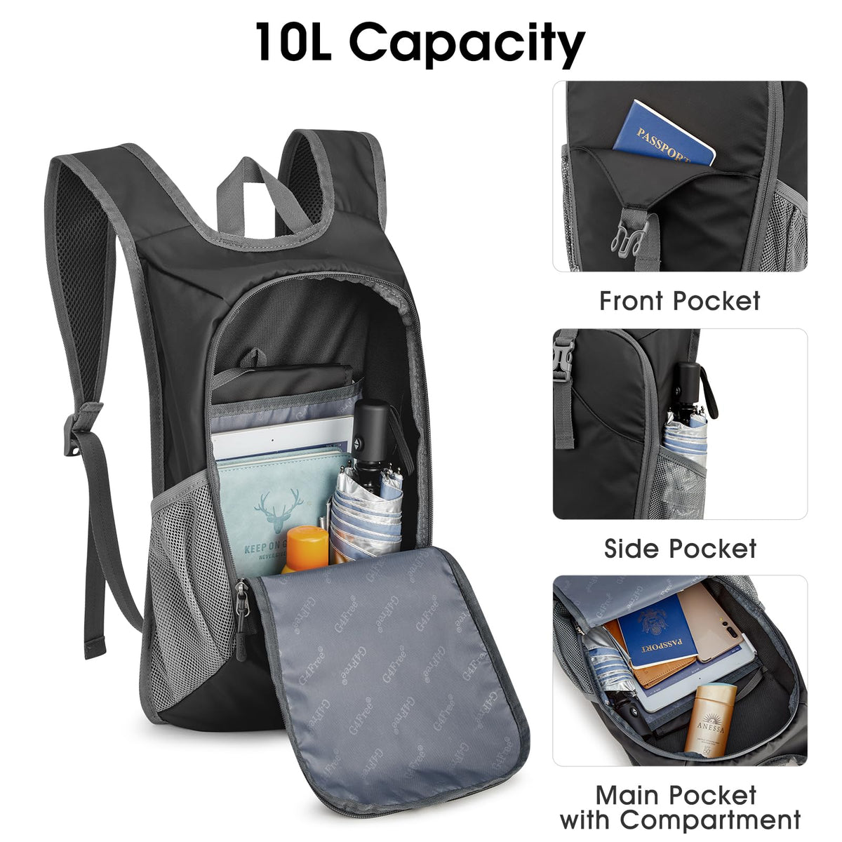 G4Free - G4Free 10L Lightweight Small Hiking Backpack -TN23B228A