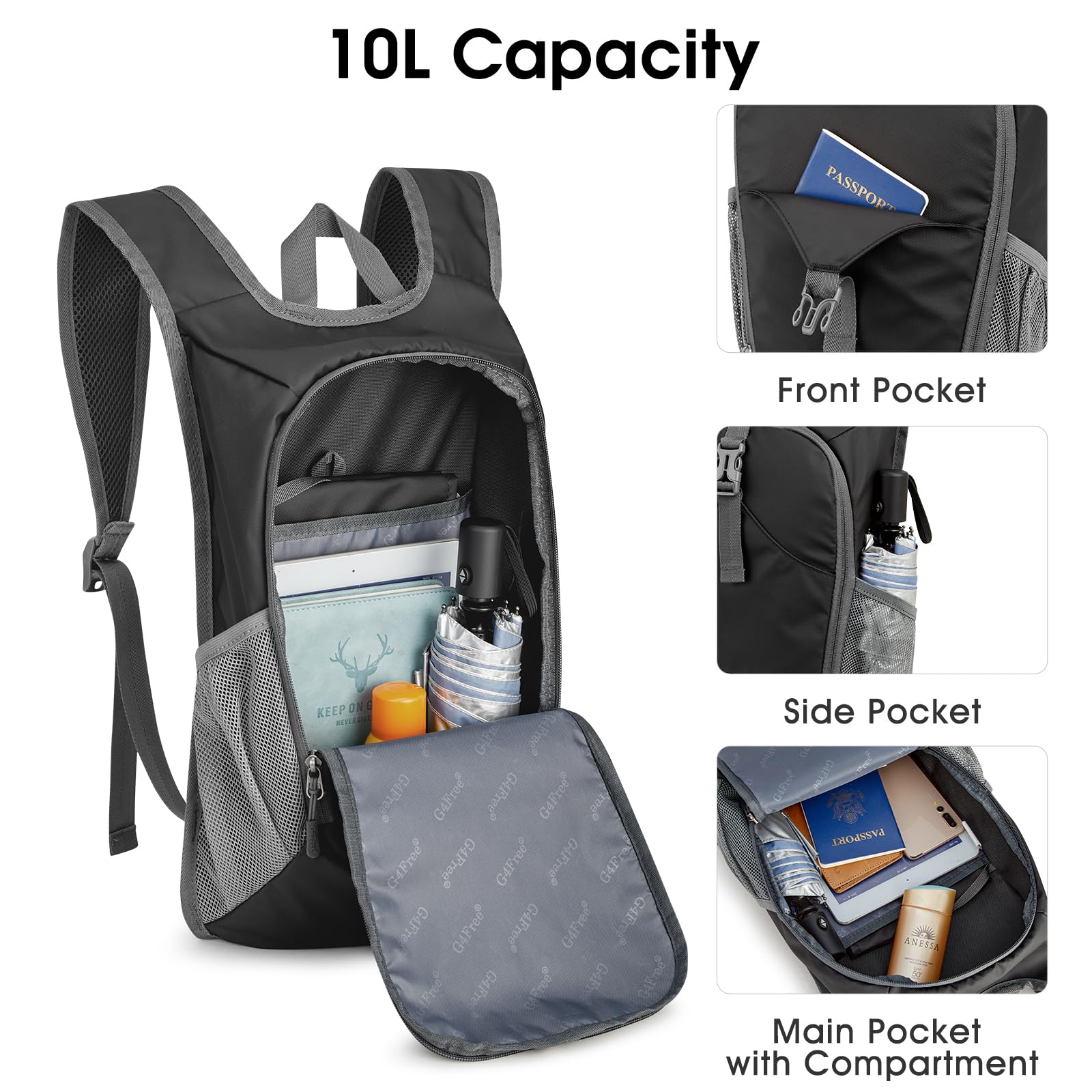 G4Free - G4Free 10L Lightweight Small Hiking Backpack -TN23B228A