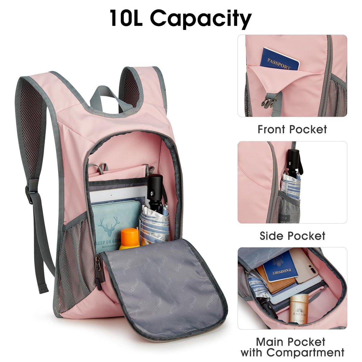 G4Free - G4Free 10L Lightweight Small Hiking Backpack -TN23B228A
