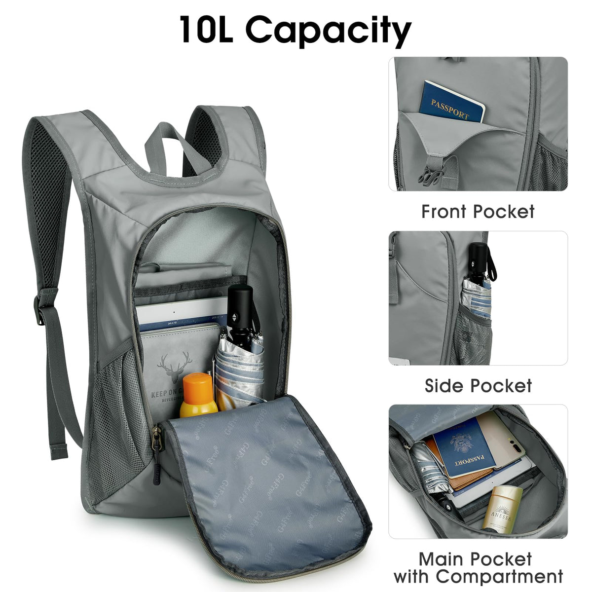 G4Free - G4Free 10L Lightweight Small Hiking Backpack -TN23B228A