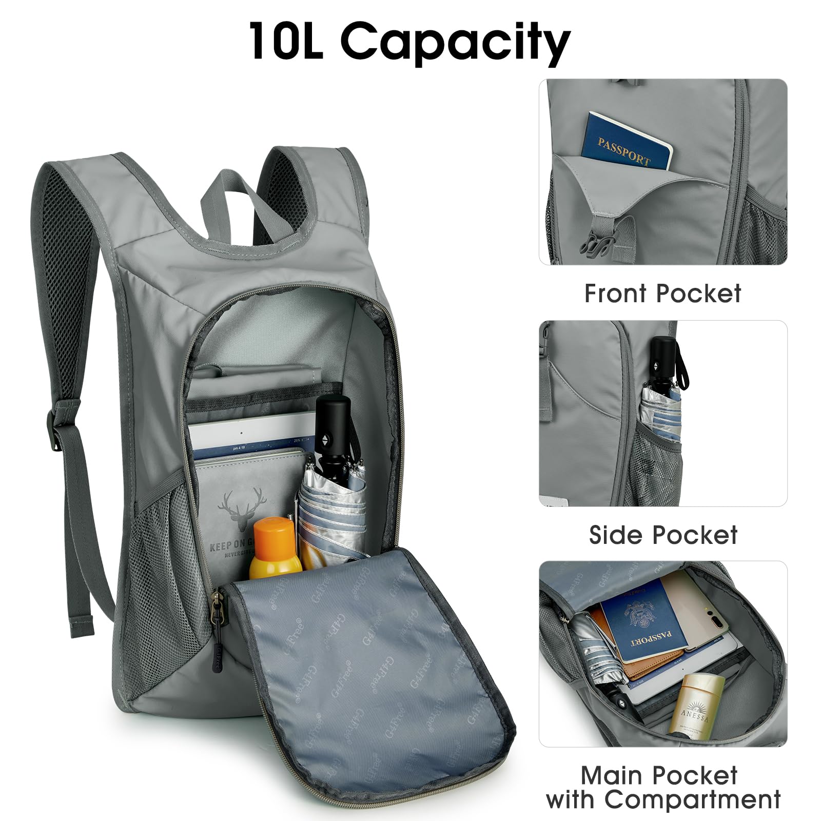 G4Free - G4Free 10L Lightweight Small Hiking Backpack -TN23B228A