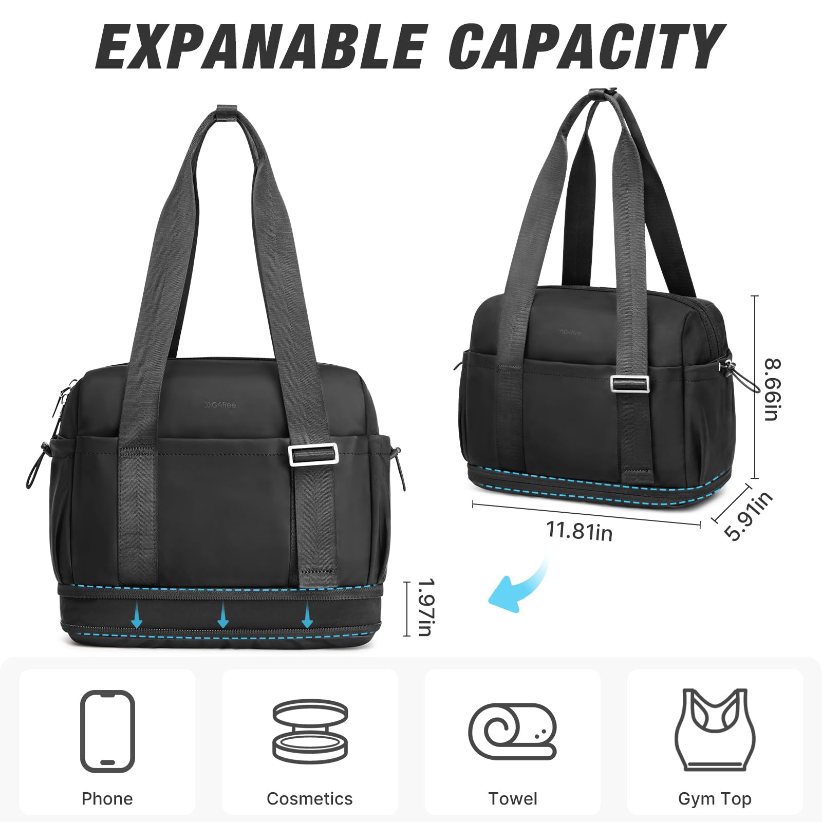 G4Free - G4Free 10L Mini Gym Bag with Wet Pocket Lightweight -TN24B482A