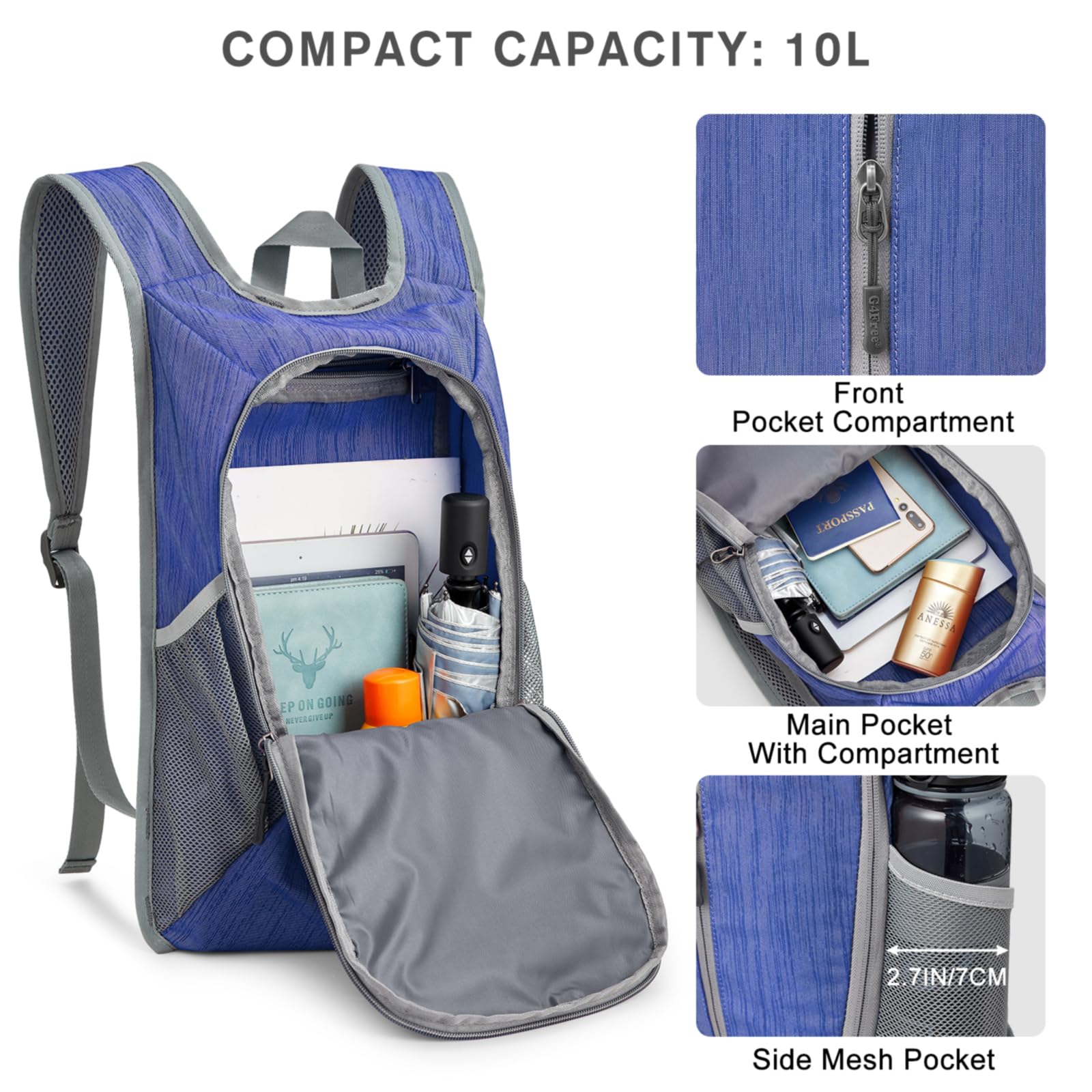 G4Free - G4Free 10L Small Travel Hiking Daypack -TN22B157E