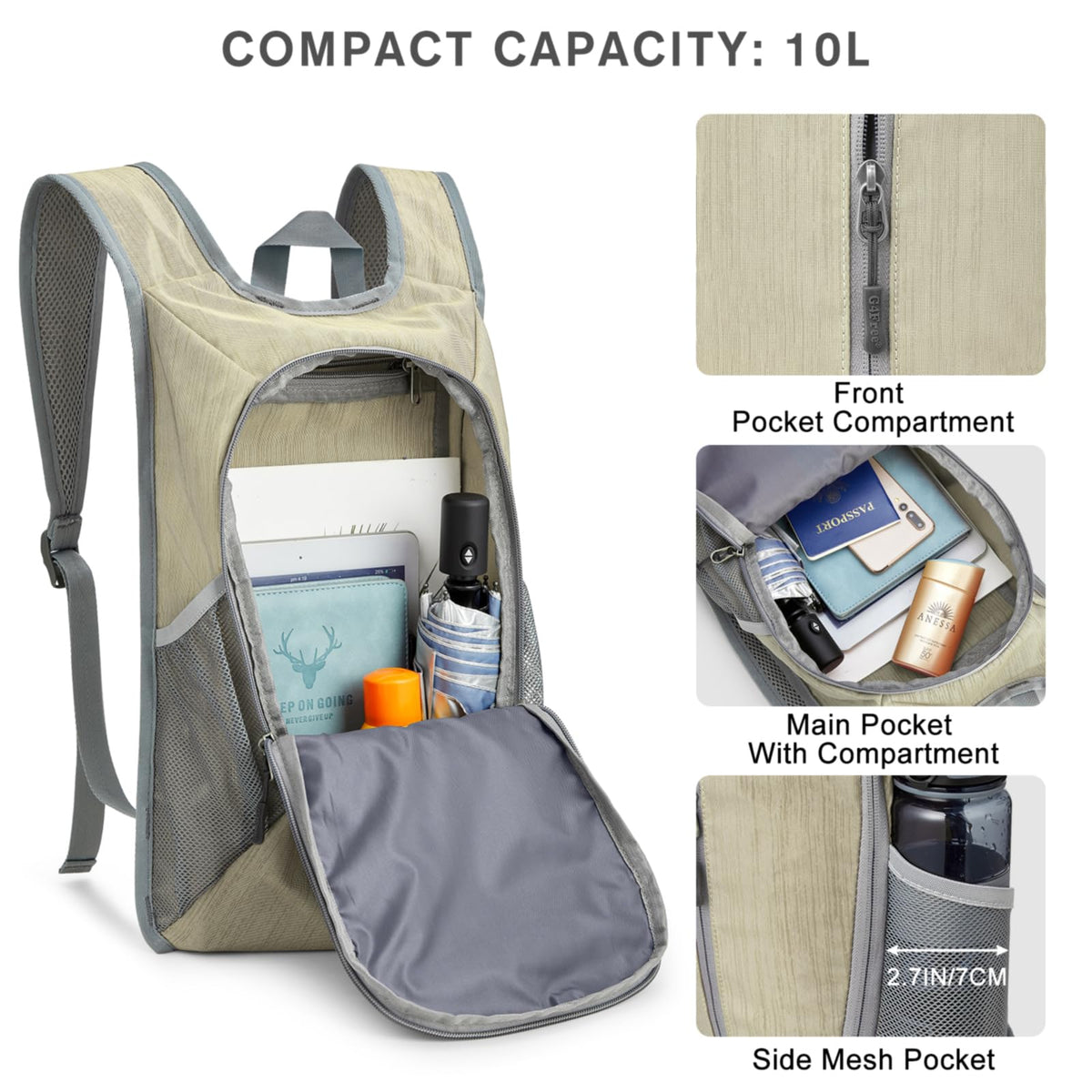 G4Free - G4Free 10L Small Travel Hiking Daypack -TN22B157E