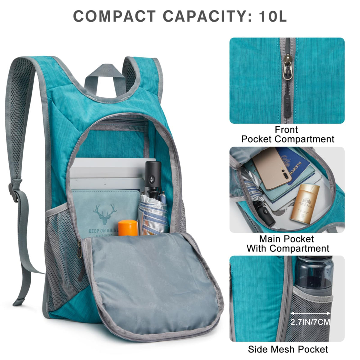 G4Free - G4Free 10L Small Travel Hiking Daypack -TN22B157E