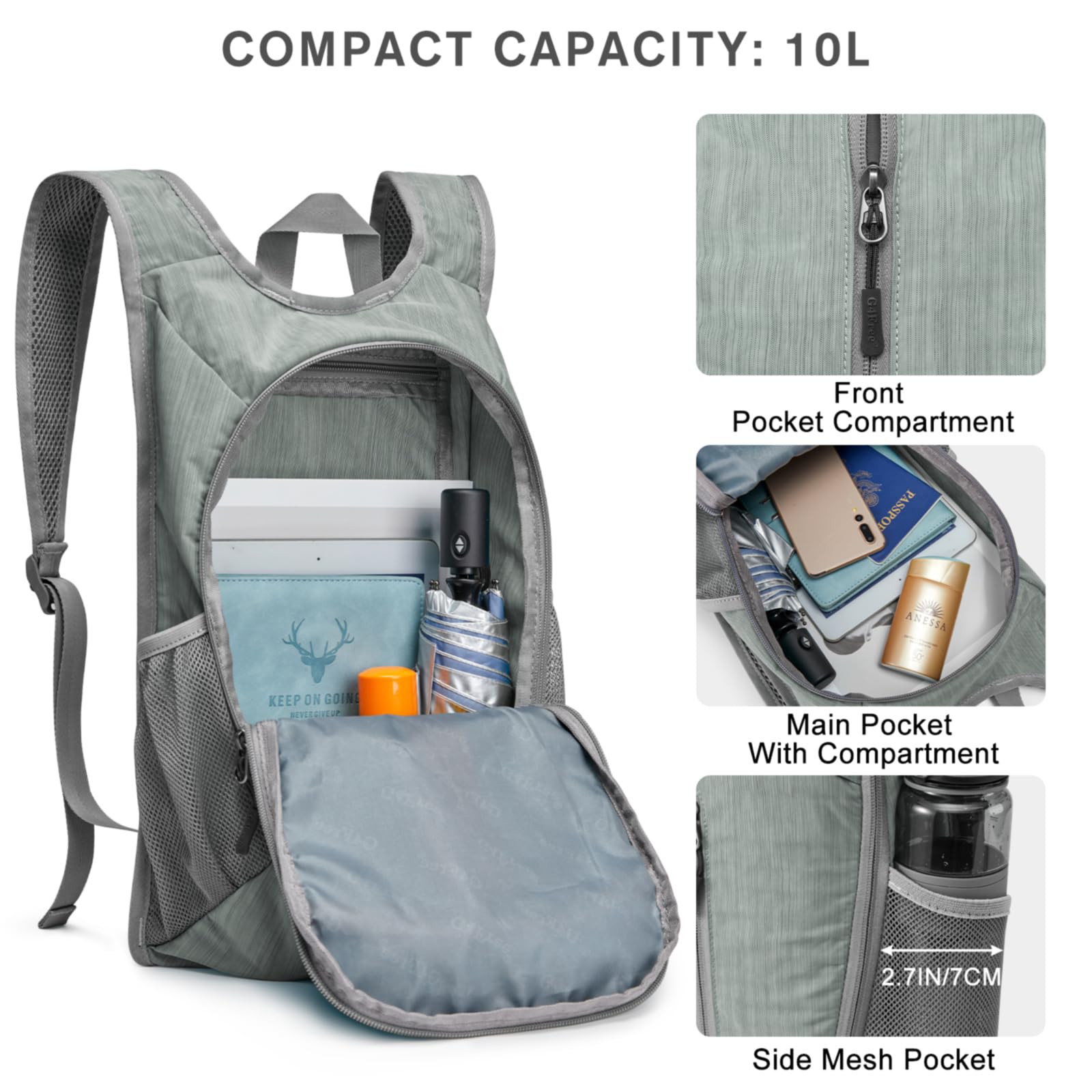 G4Free - G4Free 10L Small Travel Hiking Daypack -TN22B157E