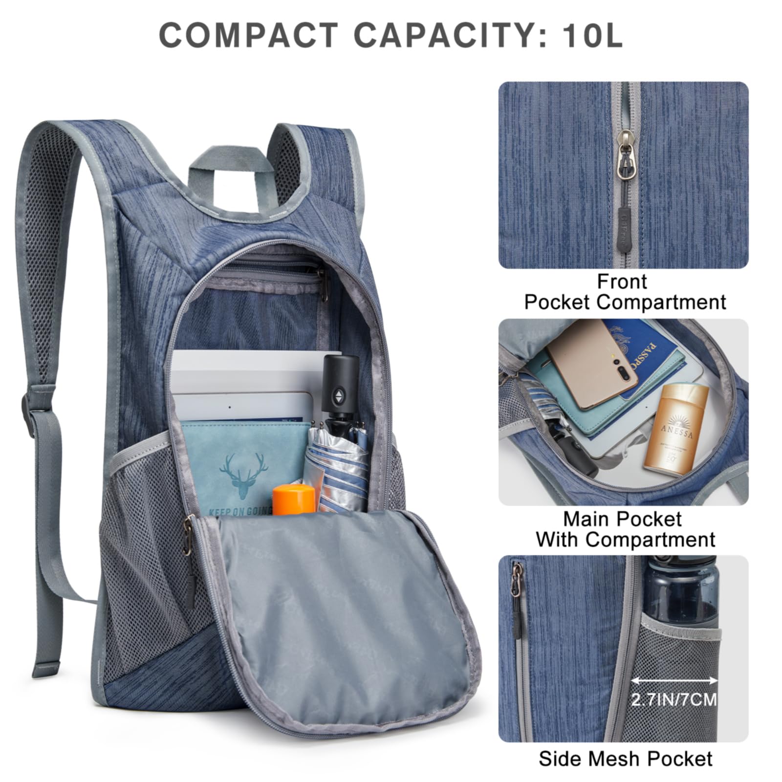 G4Free - G4Free 10L Small Travel Hiking Daypack -TN22B157E