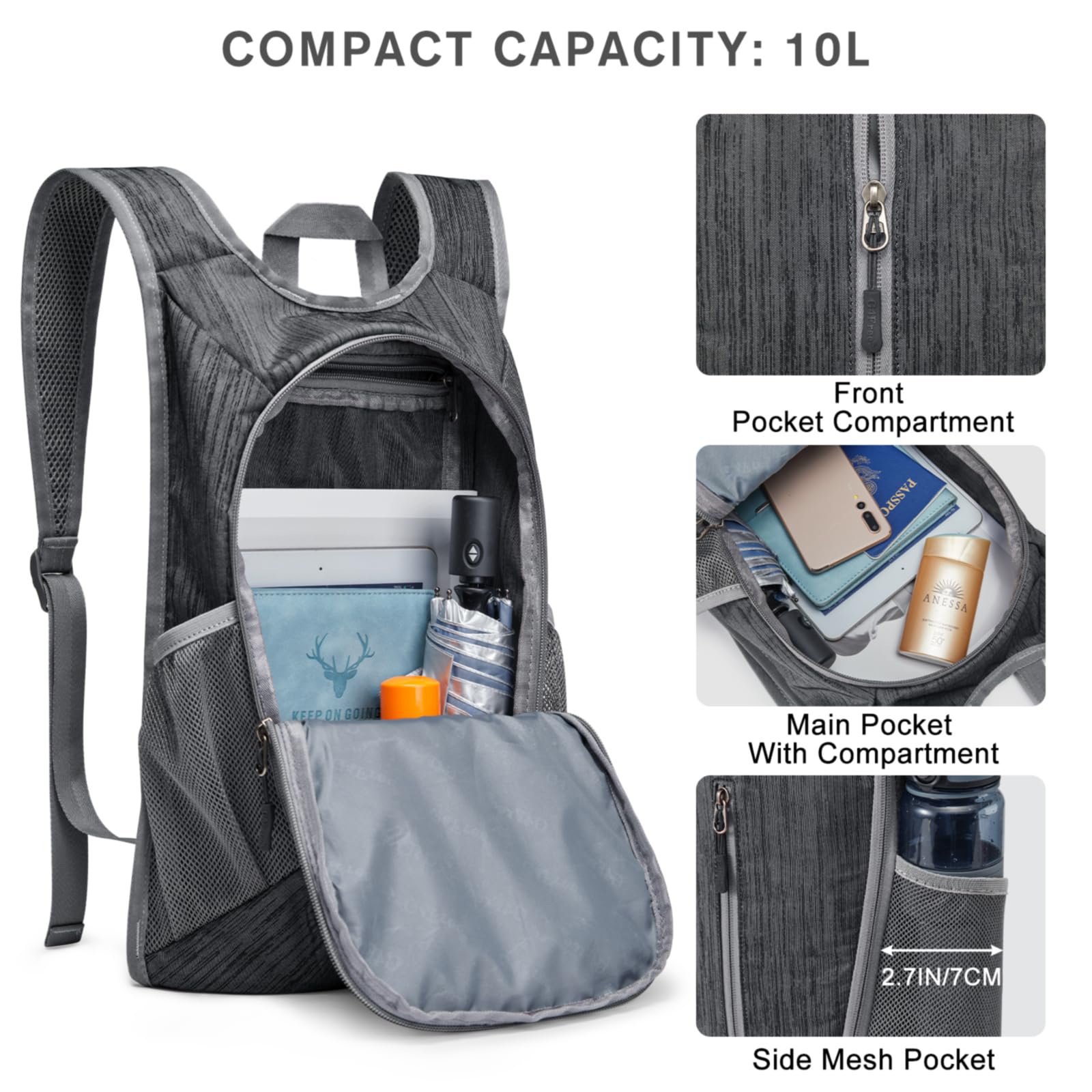 G4Free - G4Free 10L Small Travel Hiking Daypack -TN22B157E