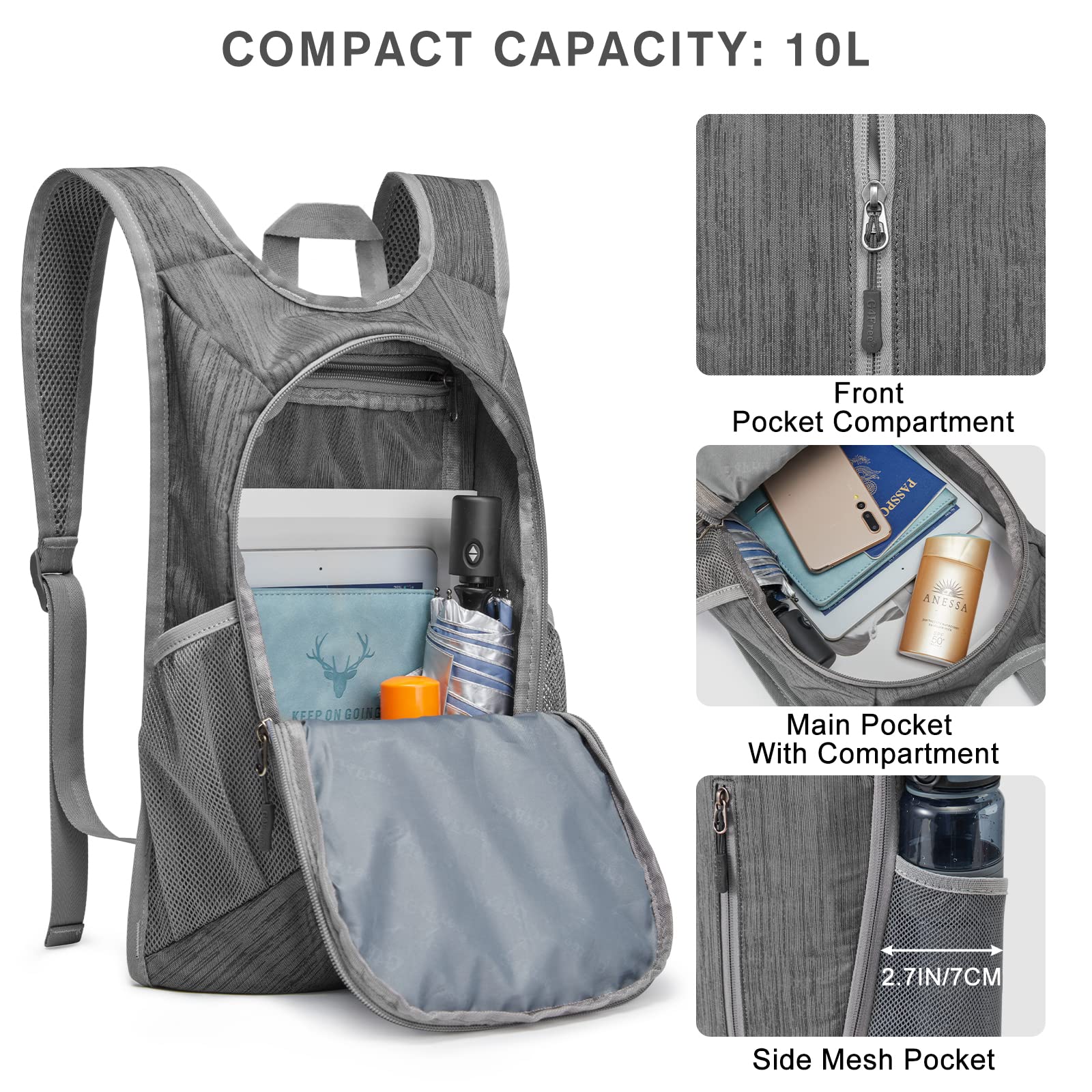 G4Free - G4Free 10L Small Travel Hiking Daypack -TN22B157E