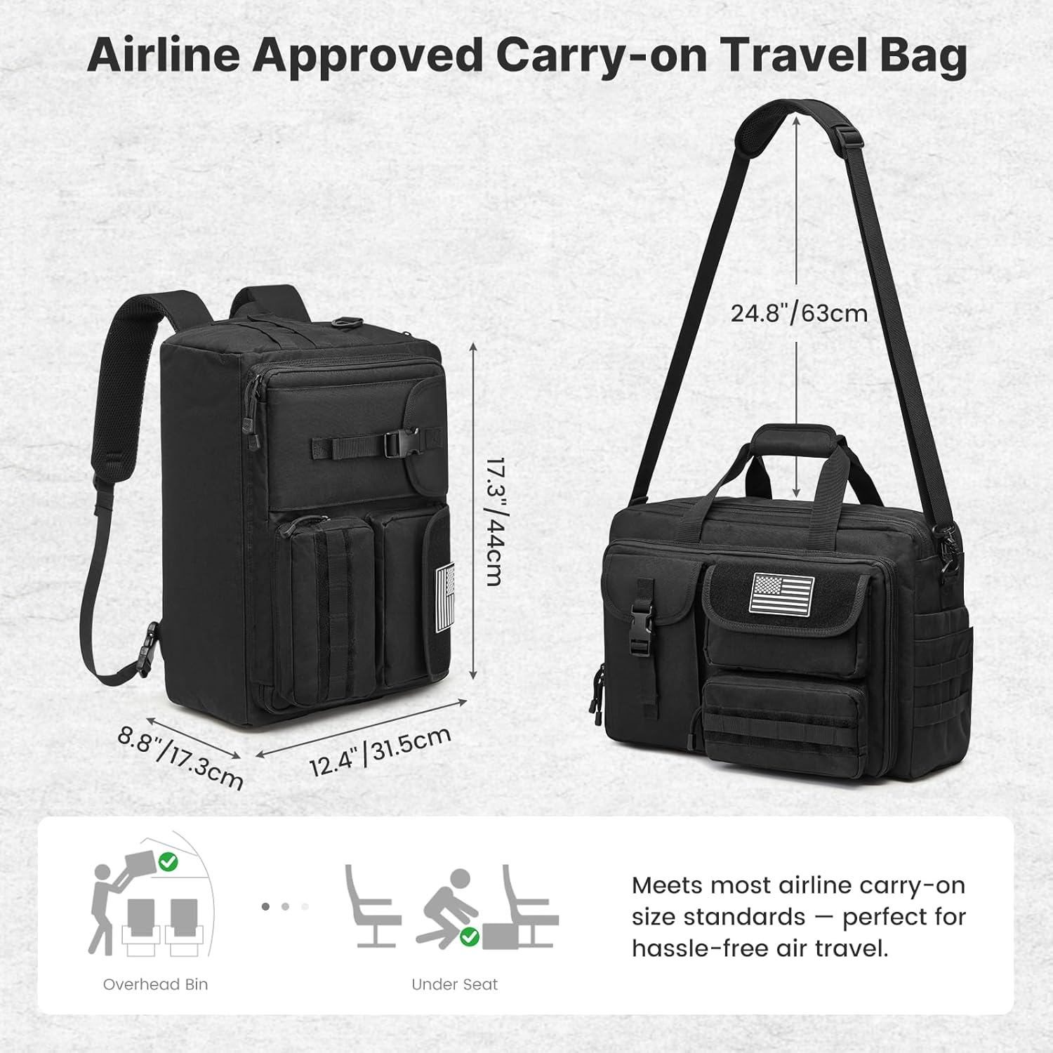 G4Free - G4Free 17.3 Inch Laptop for Men, 3-in-1 Large Tactical Shoulder Bag -TN25B563B