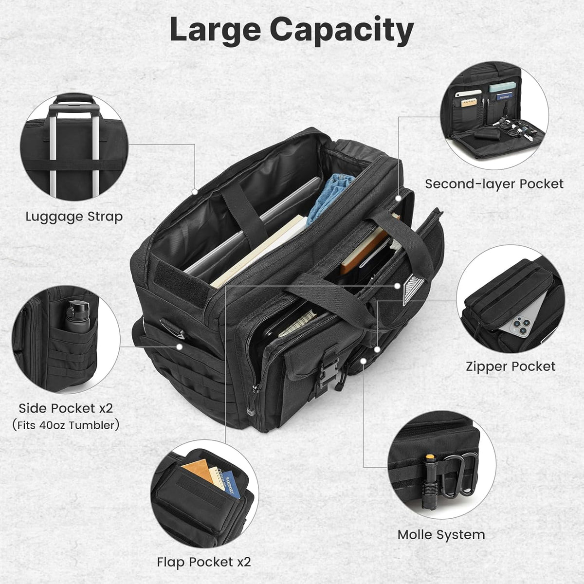 G4Free - G4Free 17.3 Inch Laptop for Men, 3-in-1 Large Tactical Shoulder Bag -TN25B563B