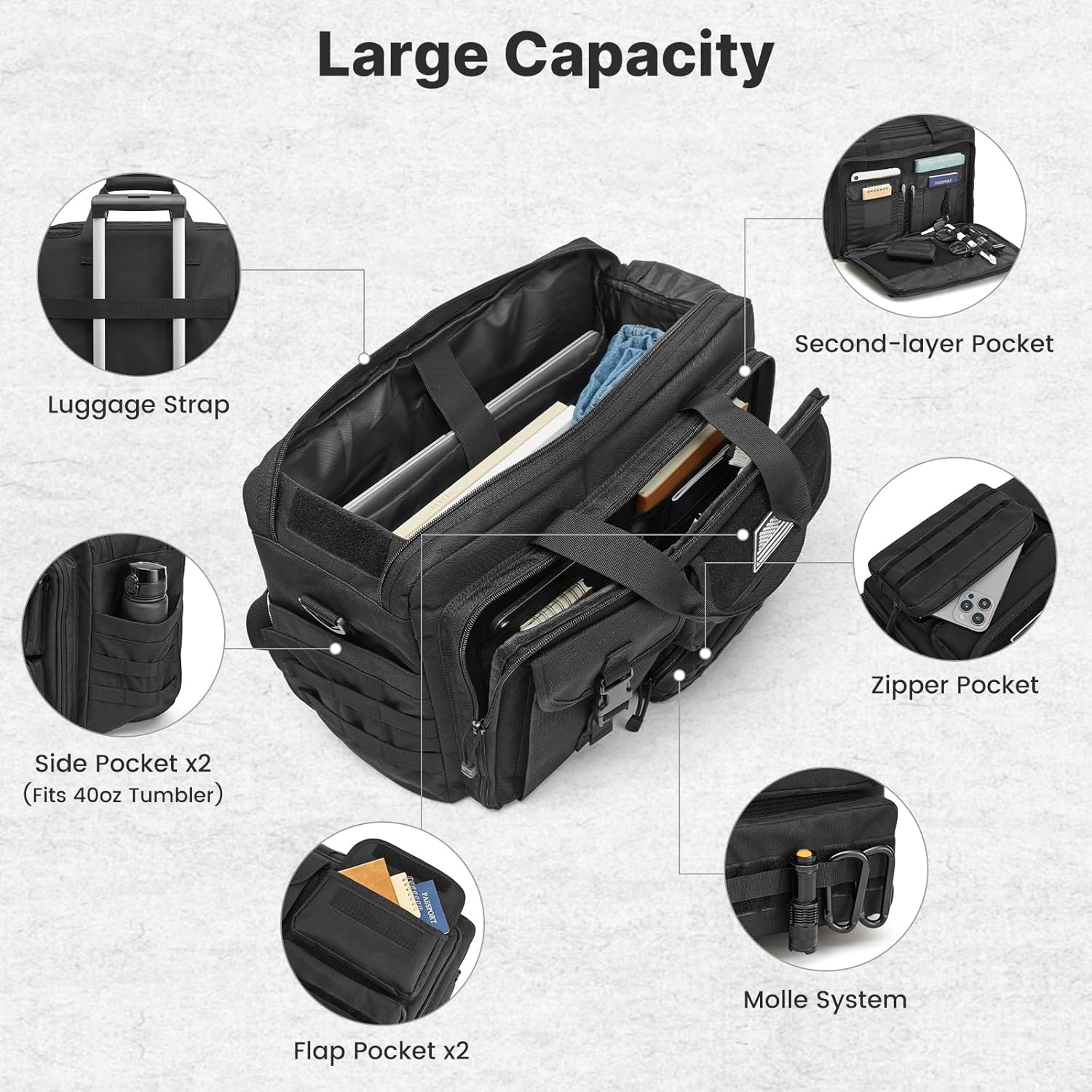 G4Free - G4Free 17.3 Inch Laptop for Men, 3-in-1 Large Tactical Shoulder Bag -TN25B563B