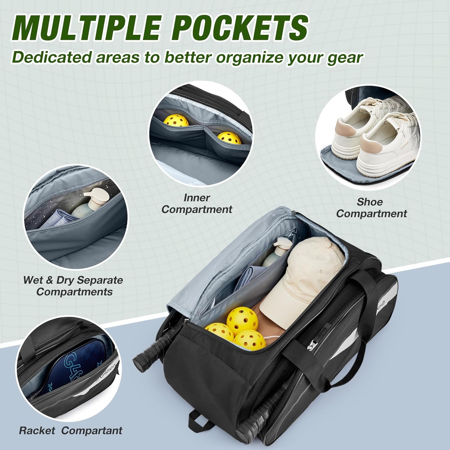 G4Free - G4Free 2-in-1 Pickleball Backpack for 4+ Paddles -TN25B517A