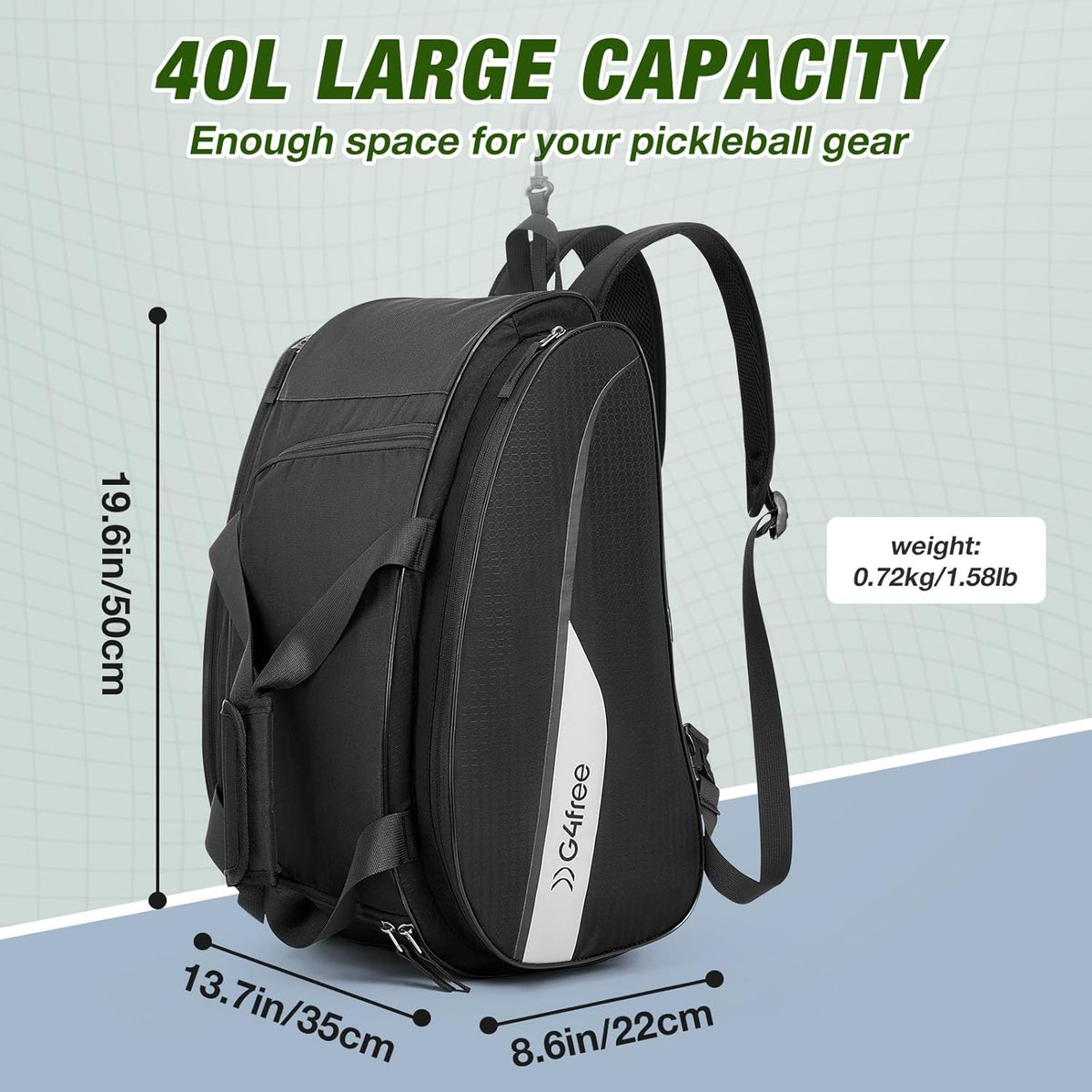G4Free - G4Free 2-in-1 Pickleball Backpack for 4+ Paddles -TN25B517A
