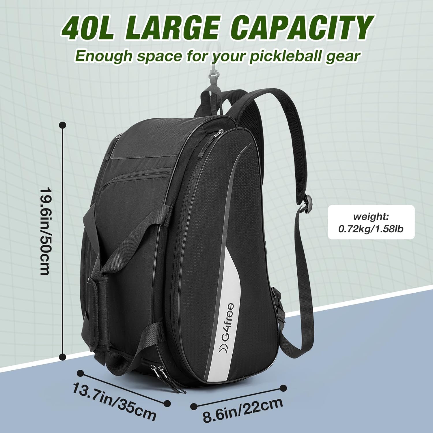 G4Free - G4Free 2-in-1 Pickleball Backpack for 4+ Paddles -TN25B517A