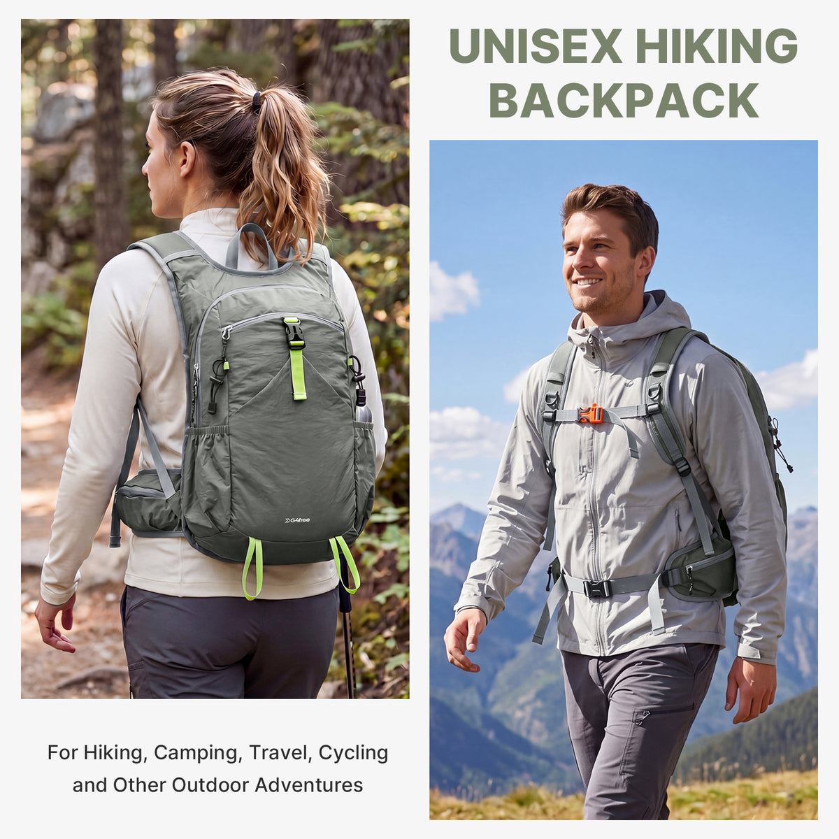 G4Free - G4Free 20L Lightweight Hiking Backpack with Waist Strap -TN25B615A