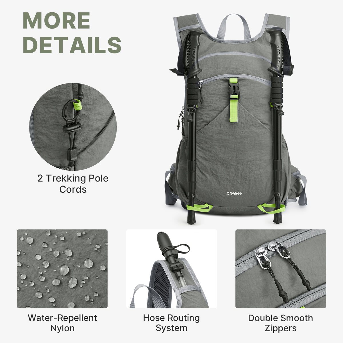 G4Free - G4Free 20L Lightweight Hiking Backpack with Waist Strap -TN25B615A