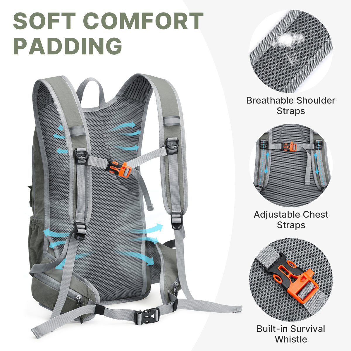 G4Free - G4Free 20L Lightweight Hiking Backpack with Waist Strap -TN25B615A