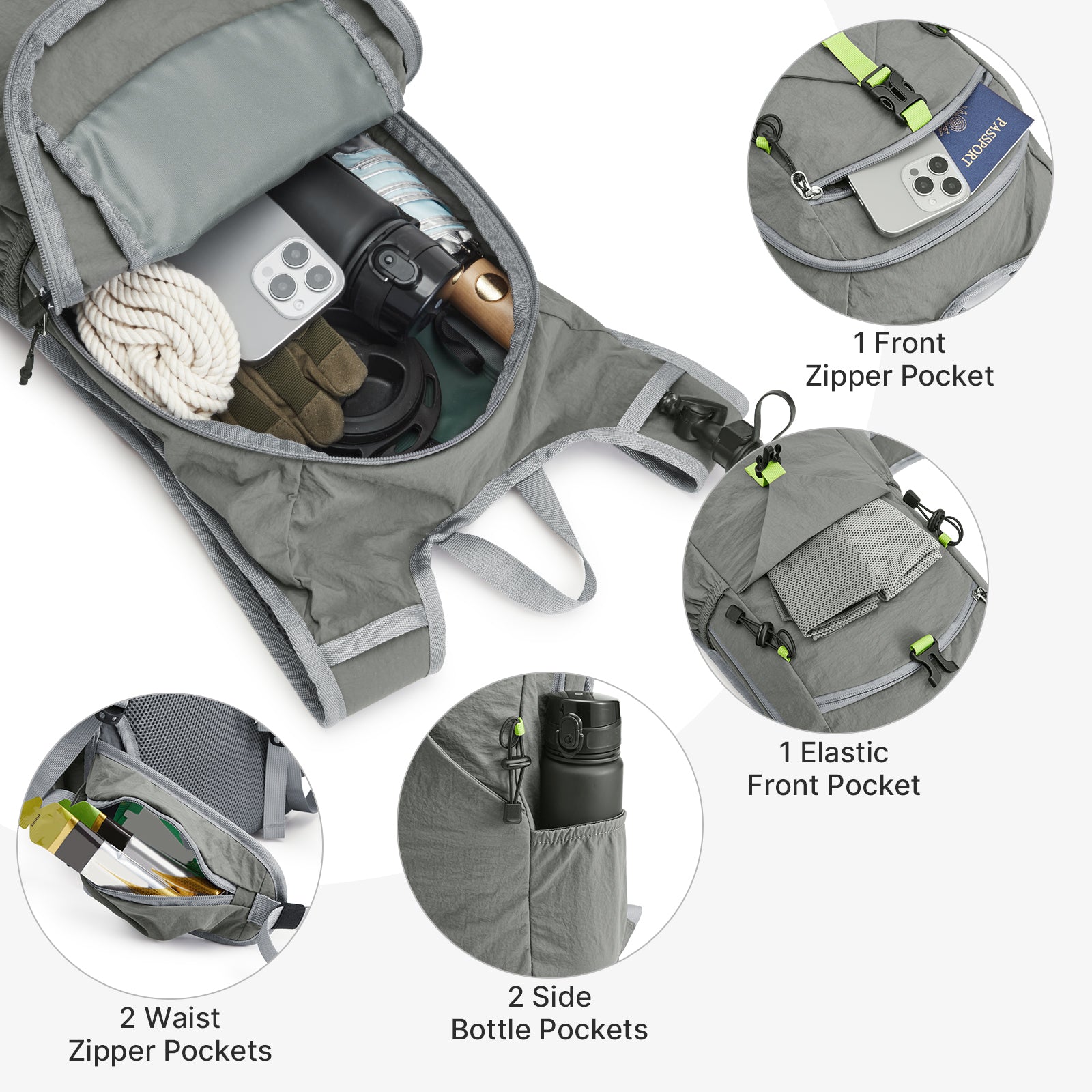 G4Free - G4Free 20L Lightweight Hiking Backpack with Waist Strap -TN25B615A