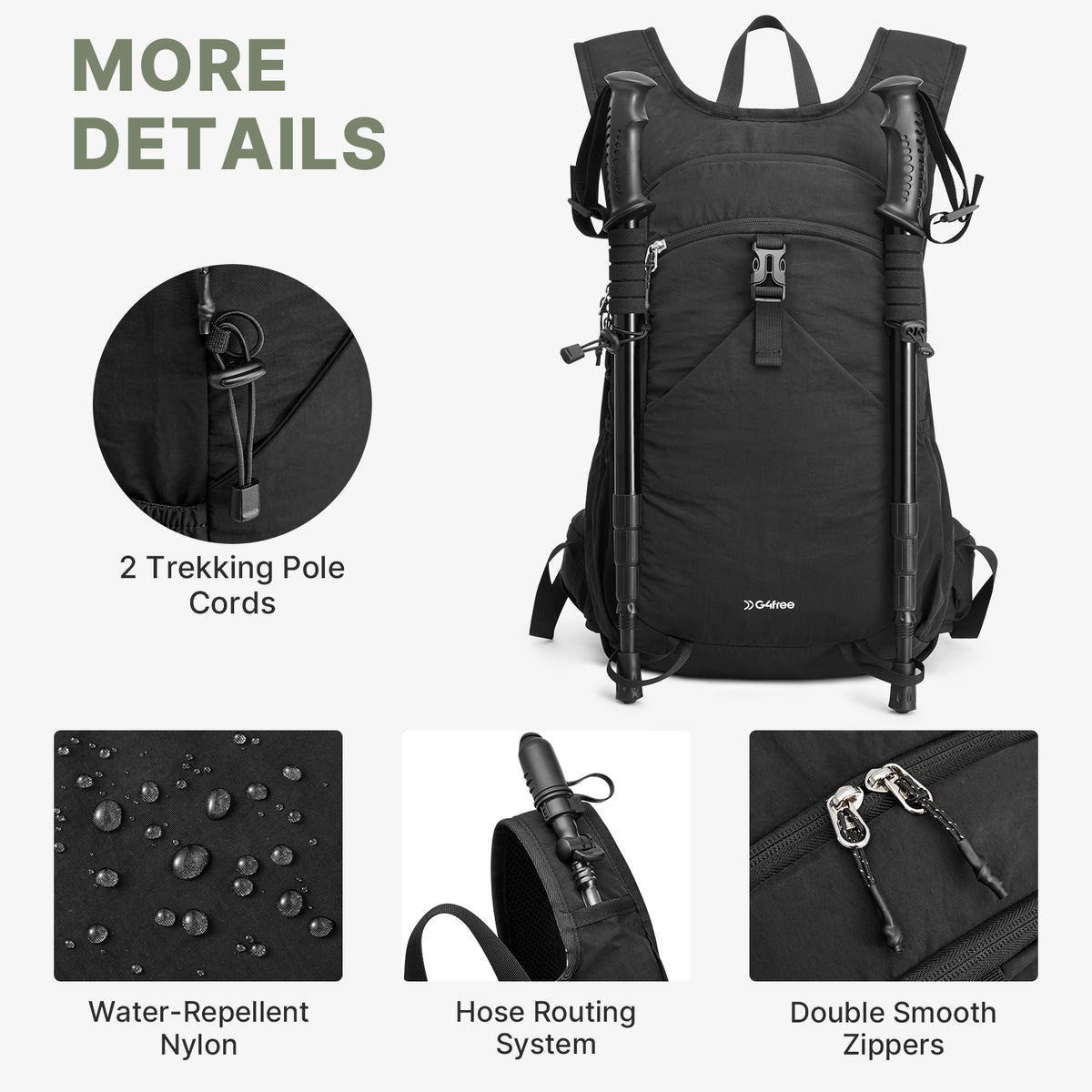 G4Free - G4Free 20L Lightweight Hiking Backpack with Waist Strap -TN25B615A