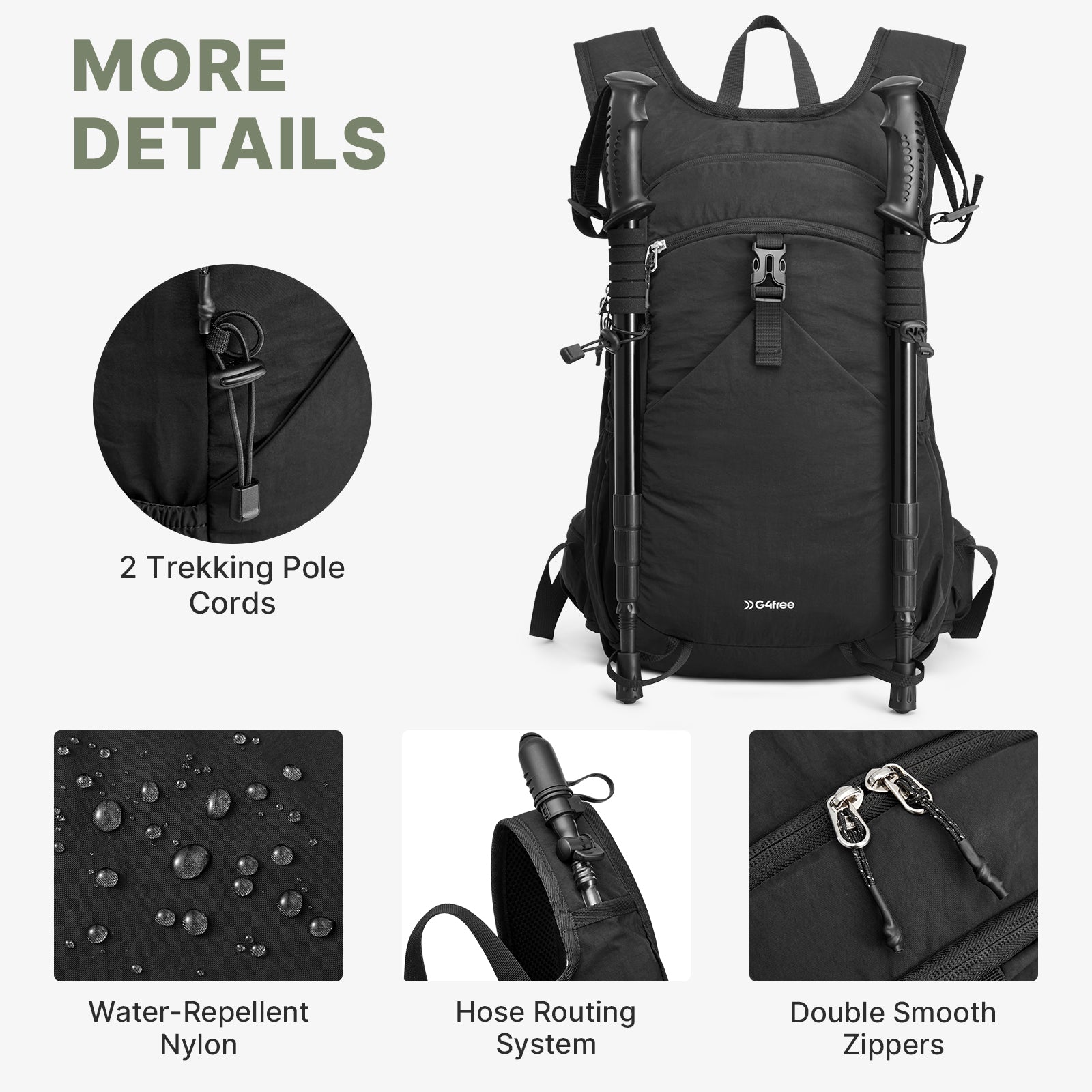 G4Free - G4Free 20L Lightweight Hiking Backpack with Waist Strap -TN25B615A