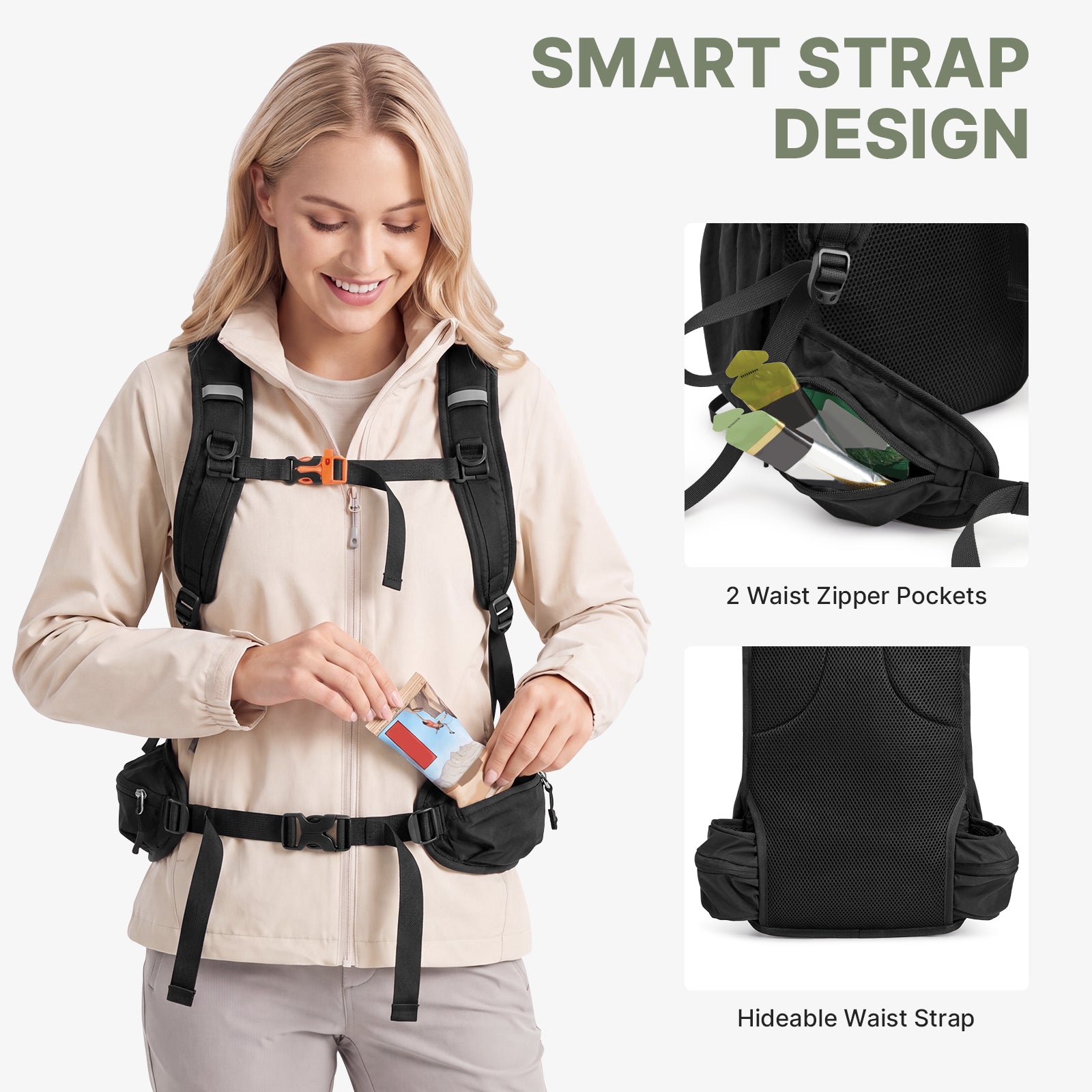 G4Free - G4Free 20L Lightweight Hiking Backpack with Waist Strap -TN25B615A