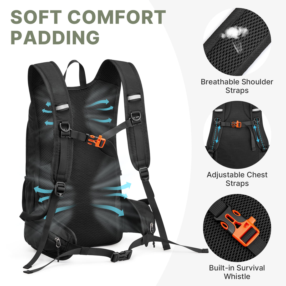 G4Free - G4Free 20L Lightweight Hiking Backpack with Waist Strap -TN25B615A