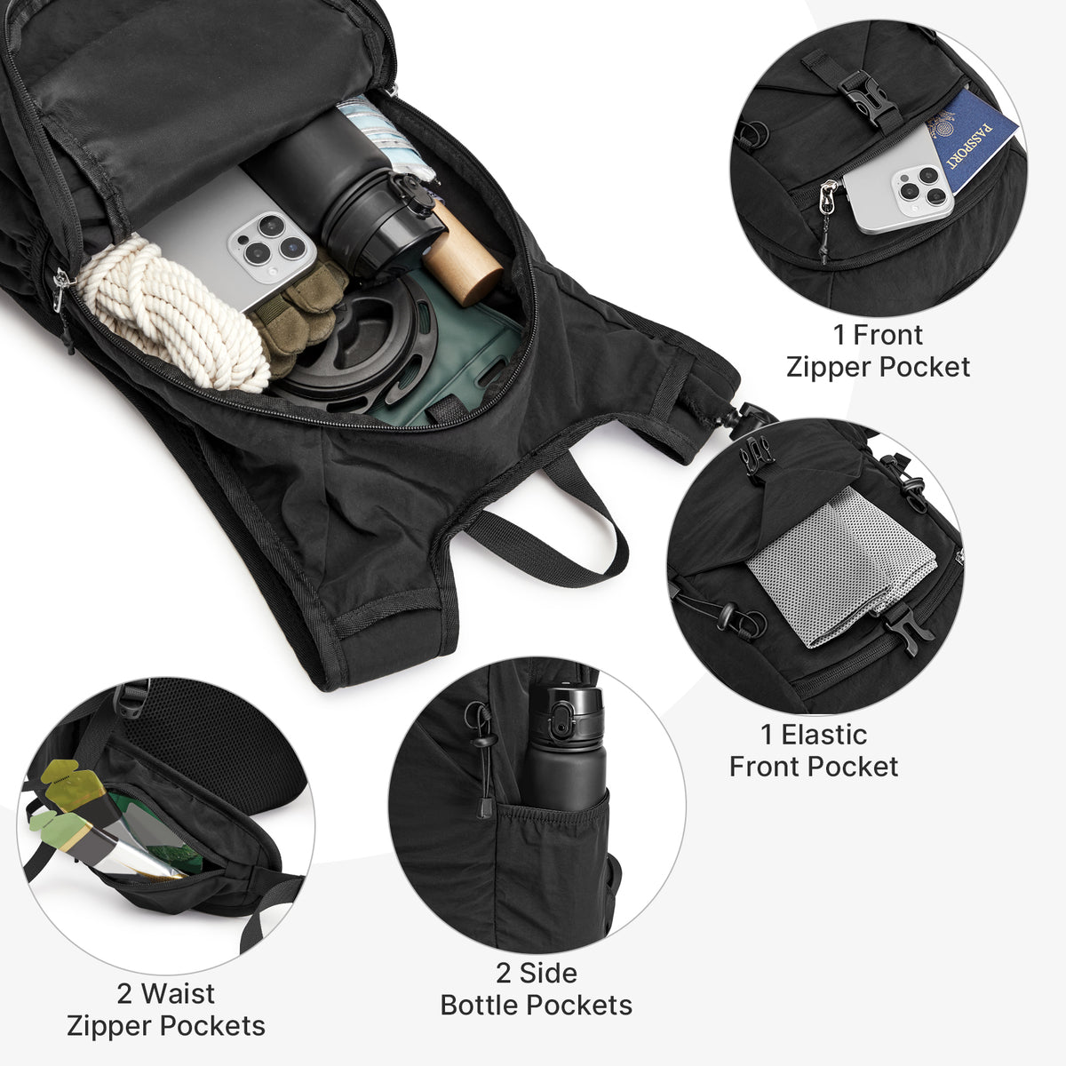 G4Free - G4Free 20L Lightweight Hiking Backpack with Waist Strap -TN25B615A
