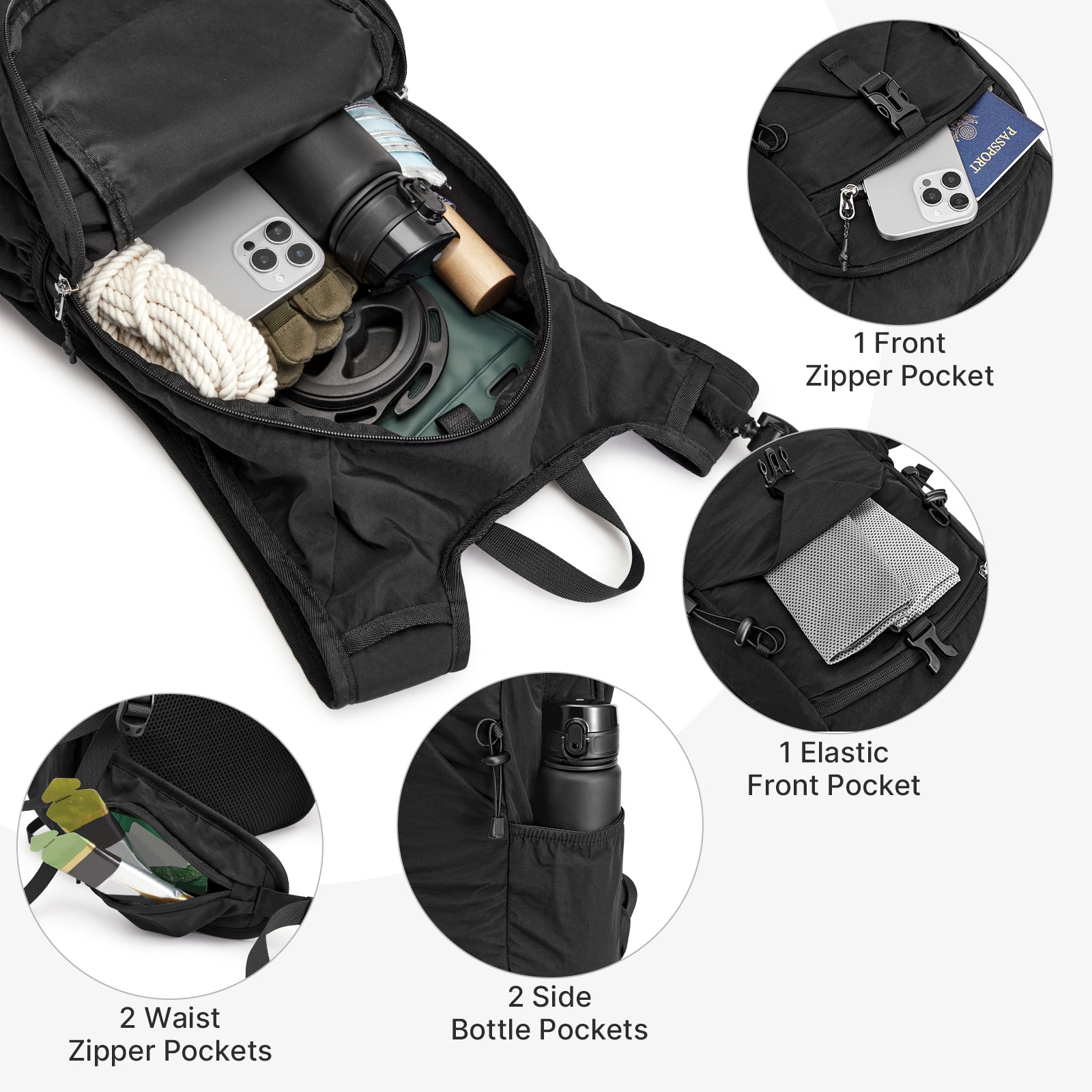 G4Free - G4Free 20L Lightweight Hiking Backpack with Waist Strap -TN25B615A