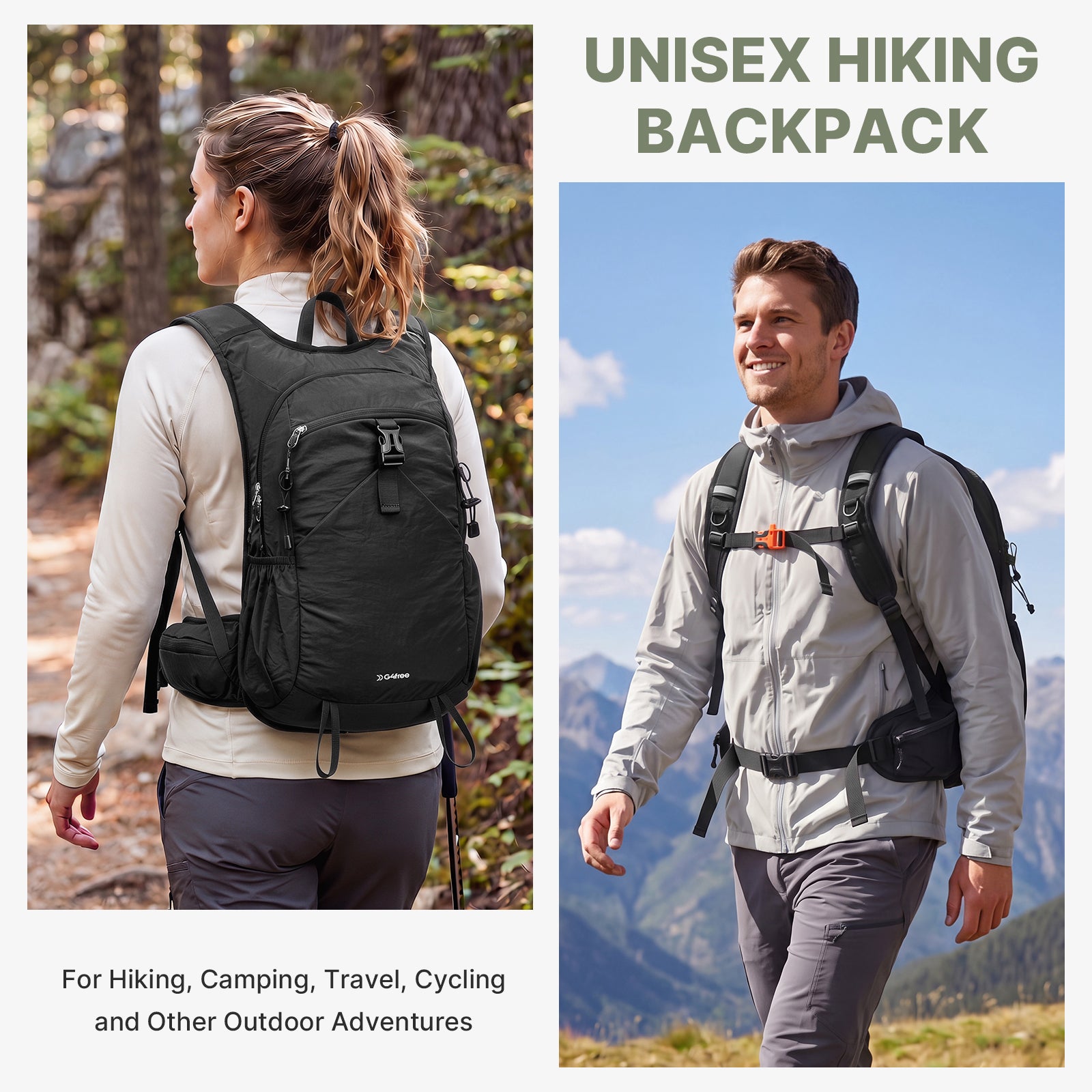 G4Free - G4Free 20L Lightweight Hiking Backpack with Waist Strap -TN25B615A
