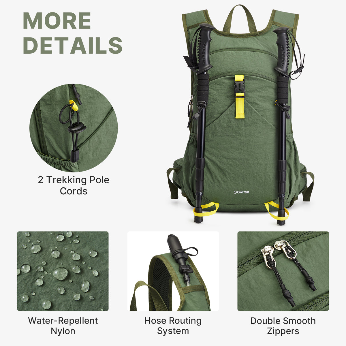 G4Free - G4Free 20L Lightweight Hiking Backpack with Waist Strap -TN25B615A