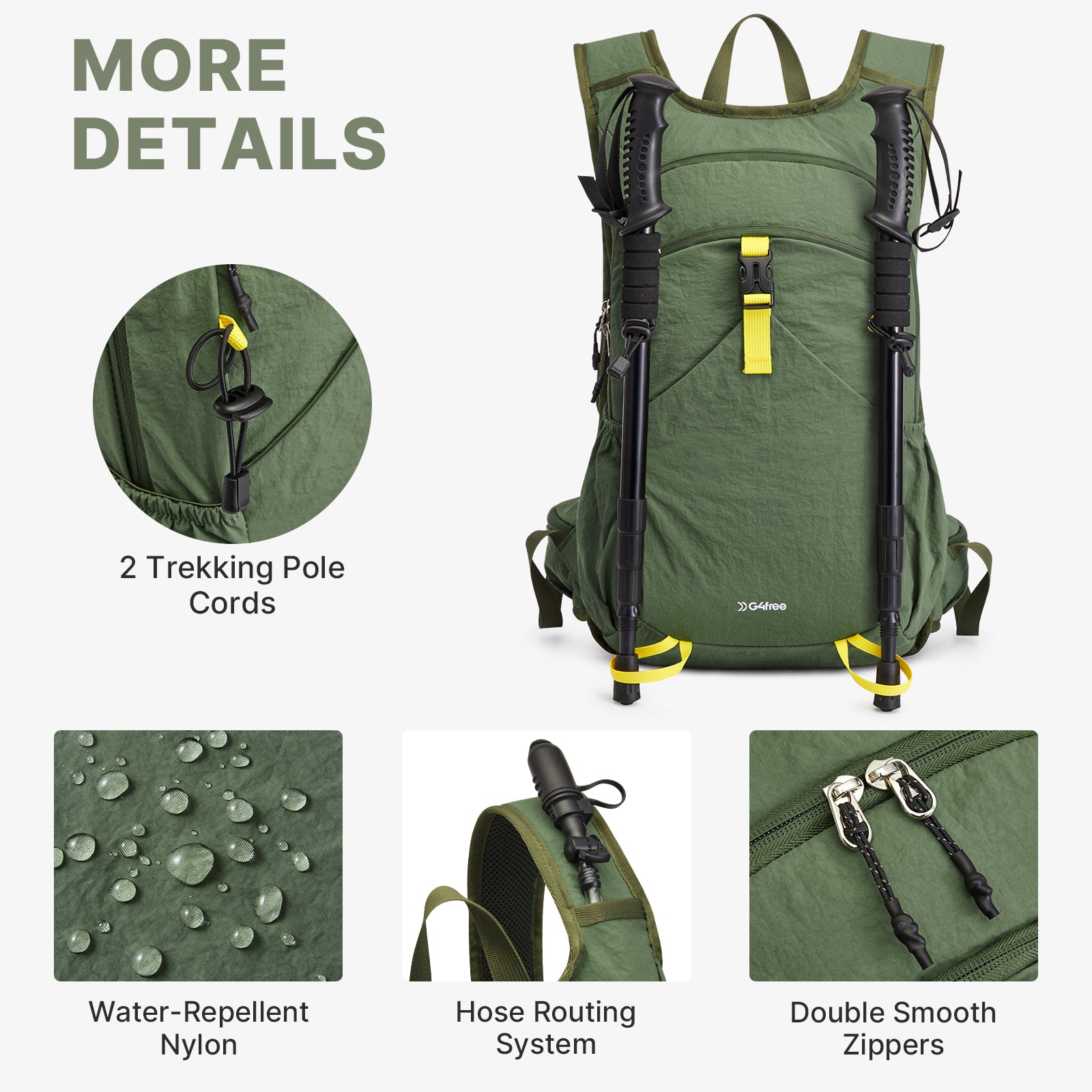 G4Free - G4Free 20L Lightweight Hiking Backpack with Waist Strap -TN25B615A