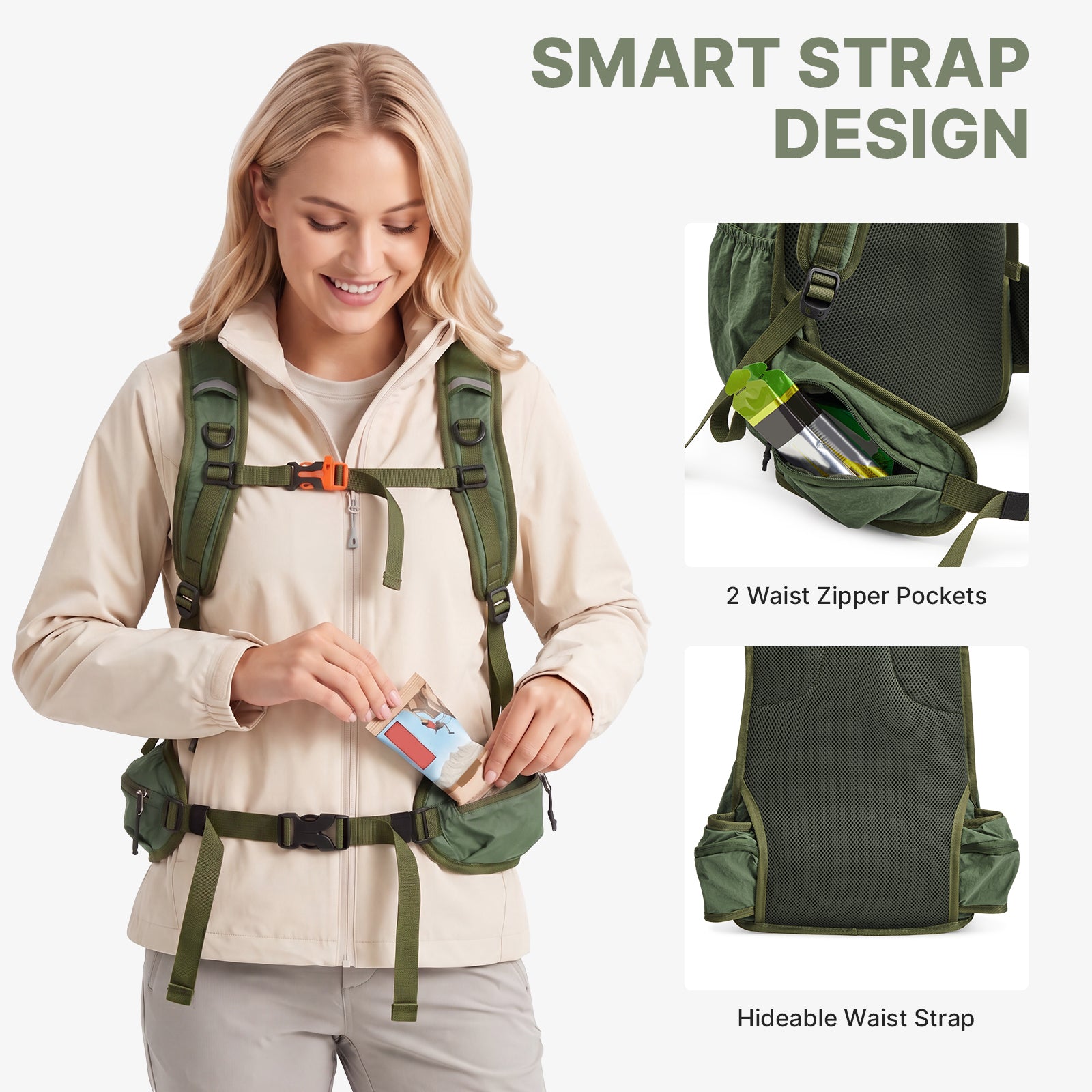 G4Free - G4Free 20L Lightweight Hiking Backpack with Waist Strap -TN25B615A