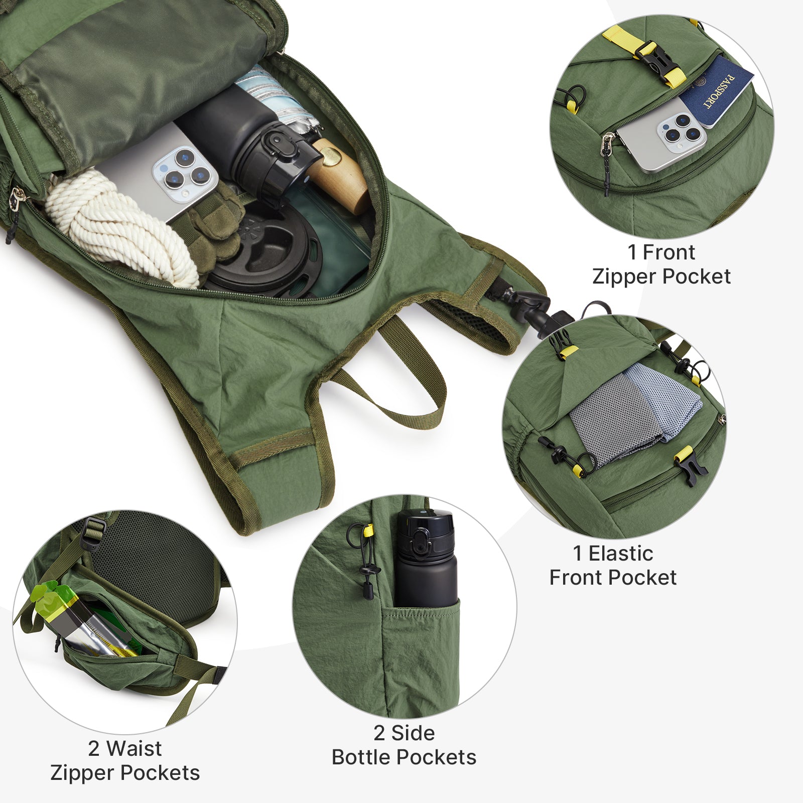 G4Free - G4Free 20L Lightweight Hiking Backpack with Waist Strap -TN25B615A